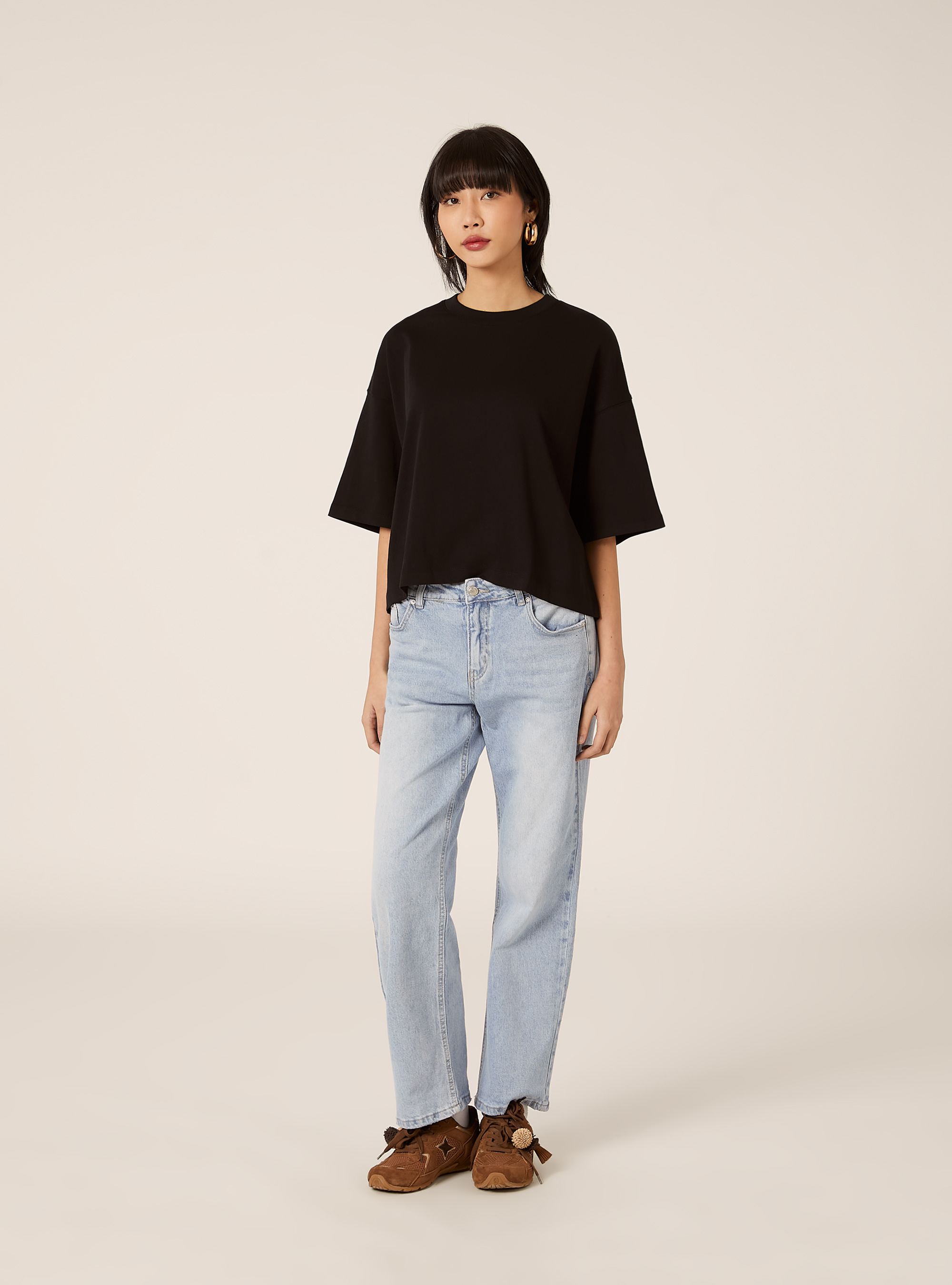 Maglietta basic boxy fit, NERO