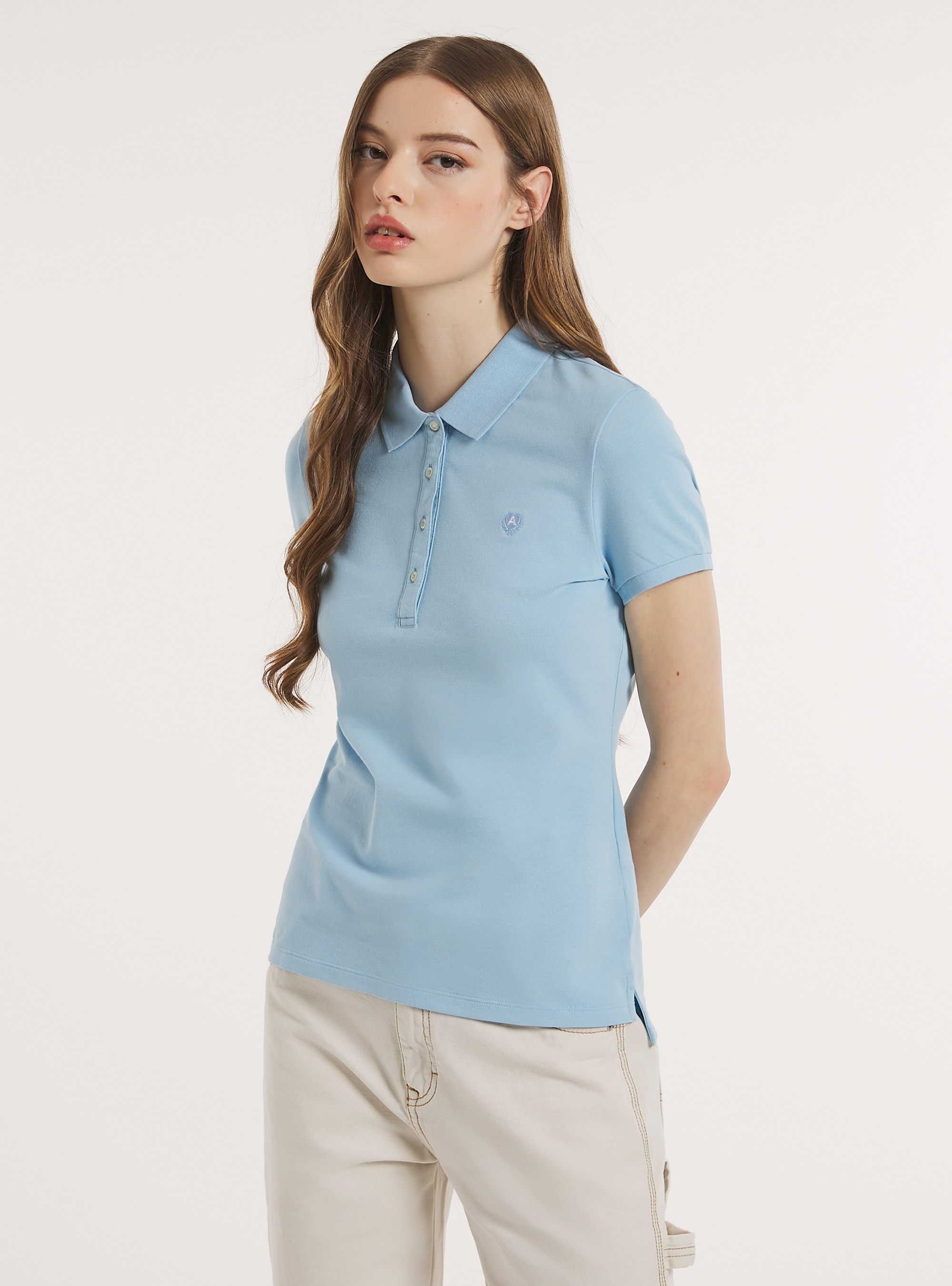 Polo de piqu&eacute; de algod&oacute;n con bordado, AZ3 AZURE LIGHT
