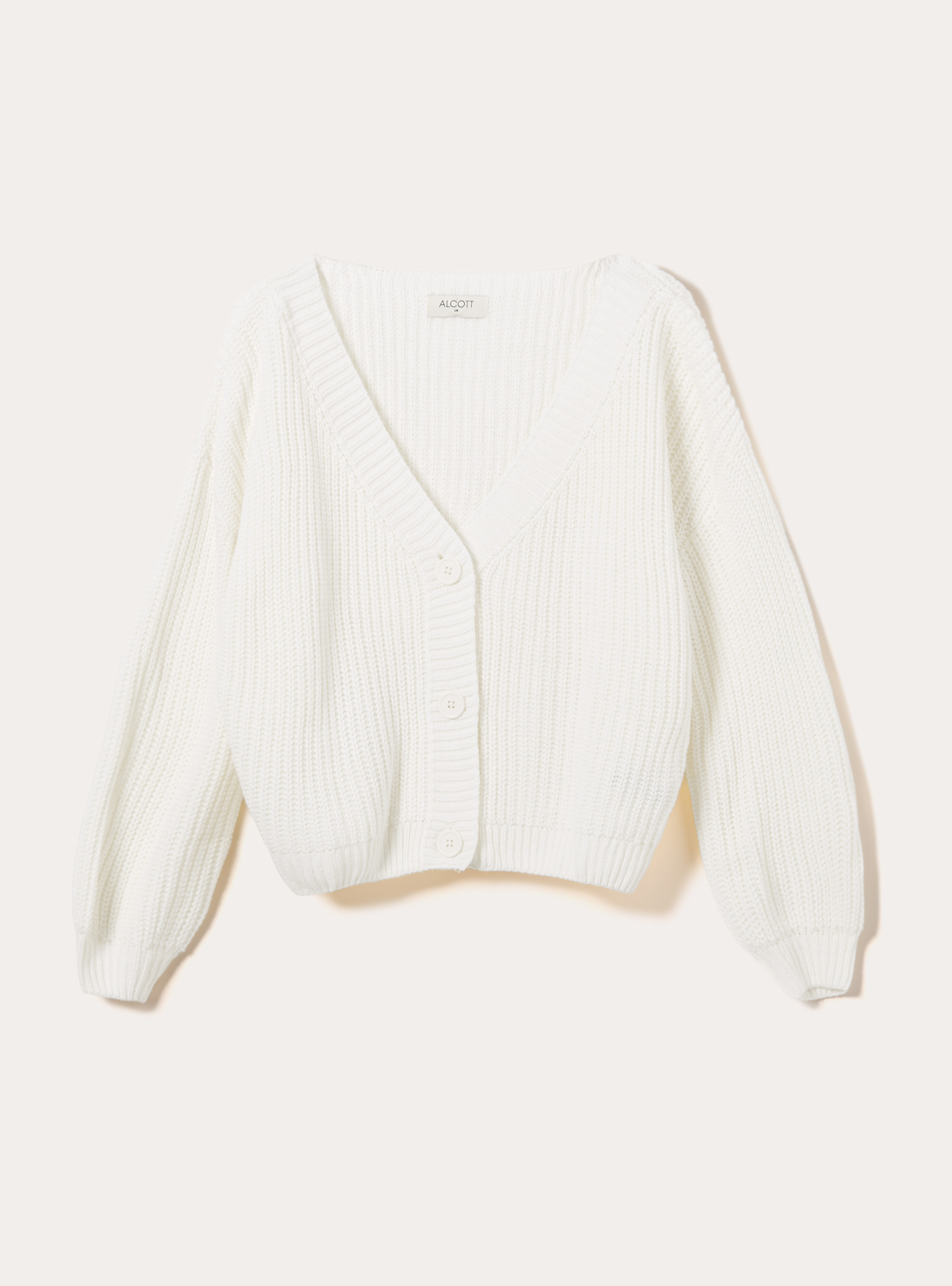 Cardigan en maille &agrave; encolure en V, WH1 OFF WHITE