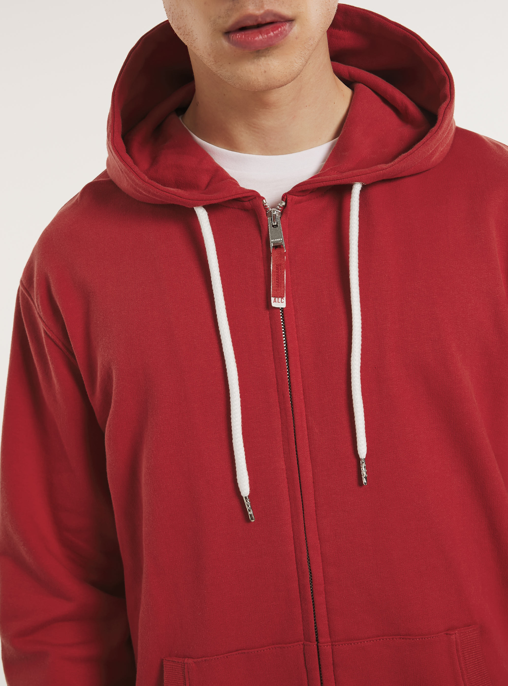 Zip et sweat &agrave; capuche en coton, RD2 RED MEDIUM