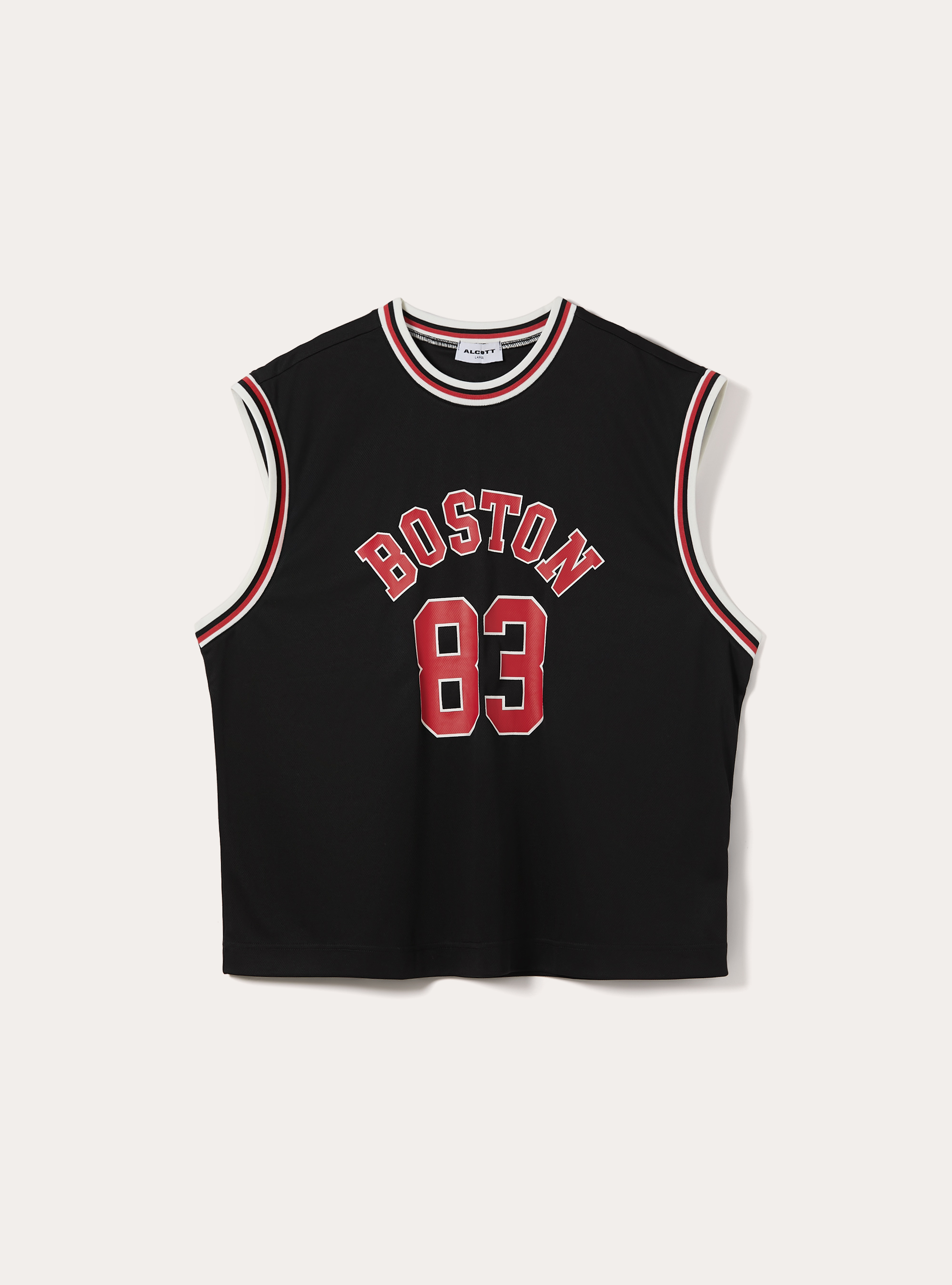 Boxy Fit Tanktop mit Varsity-Print, BK1 BLACK