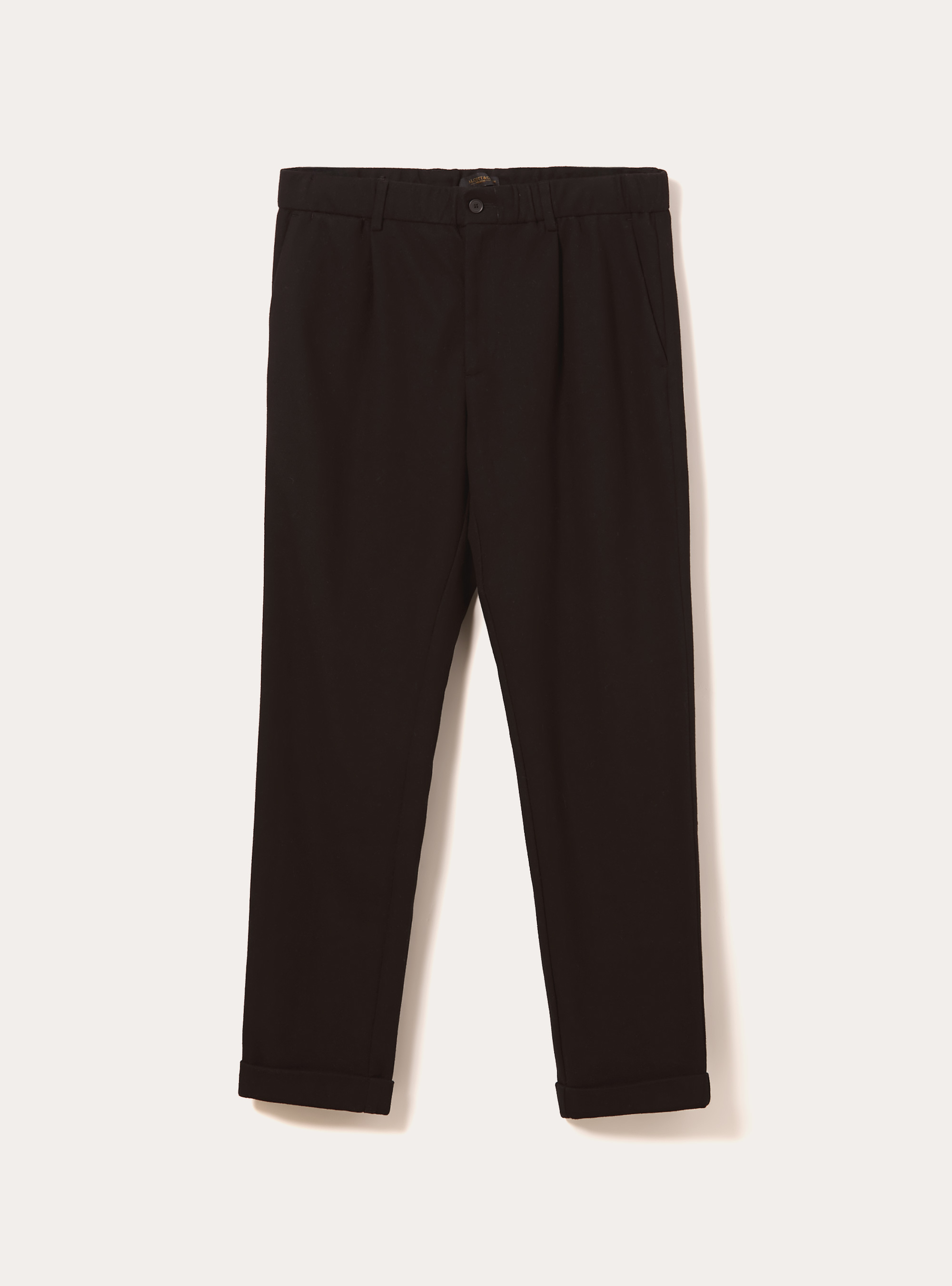 Pantalon &agrave; pinces effet flanelle, BK1 BLACK