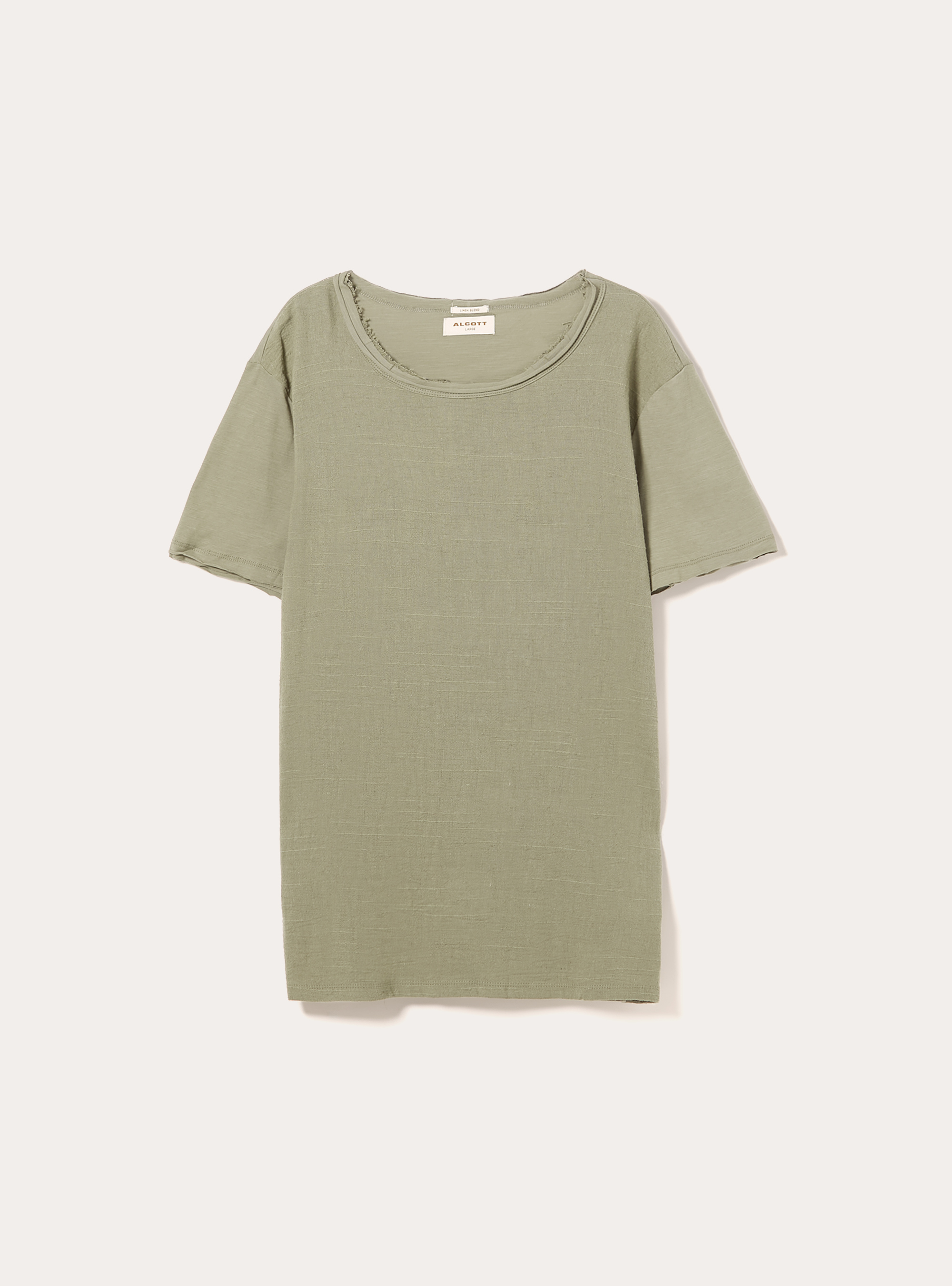 Linen blend short-sleeved T-shirt, KY2 KAKY MEDIUM
