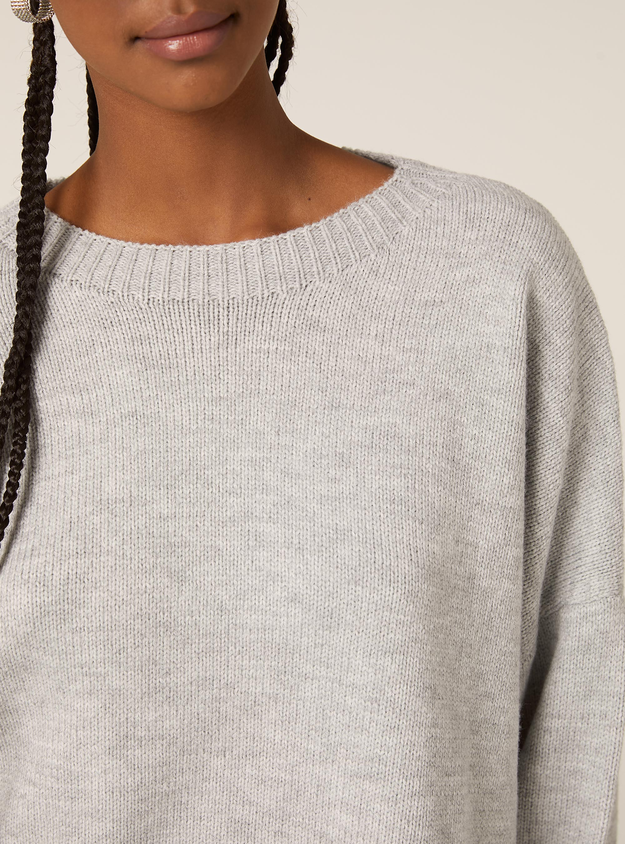 Pull &agrave; col rond basique, MGY2 GREY MEL MEDIUM