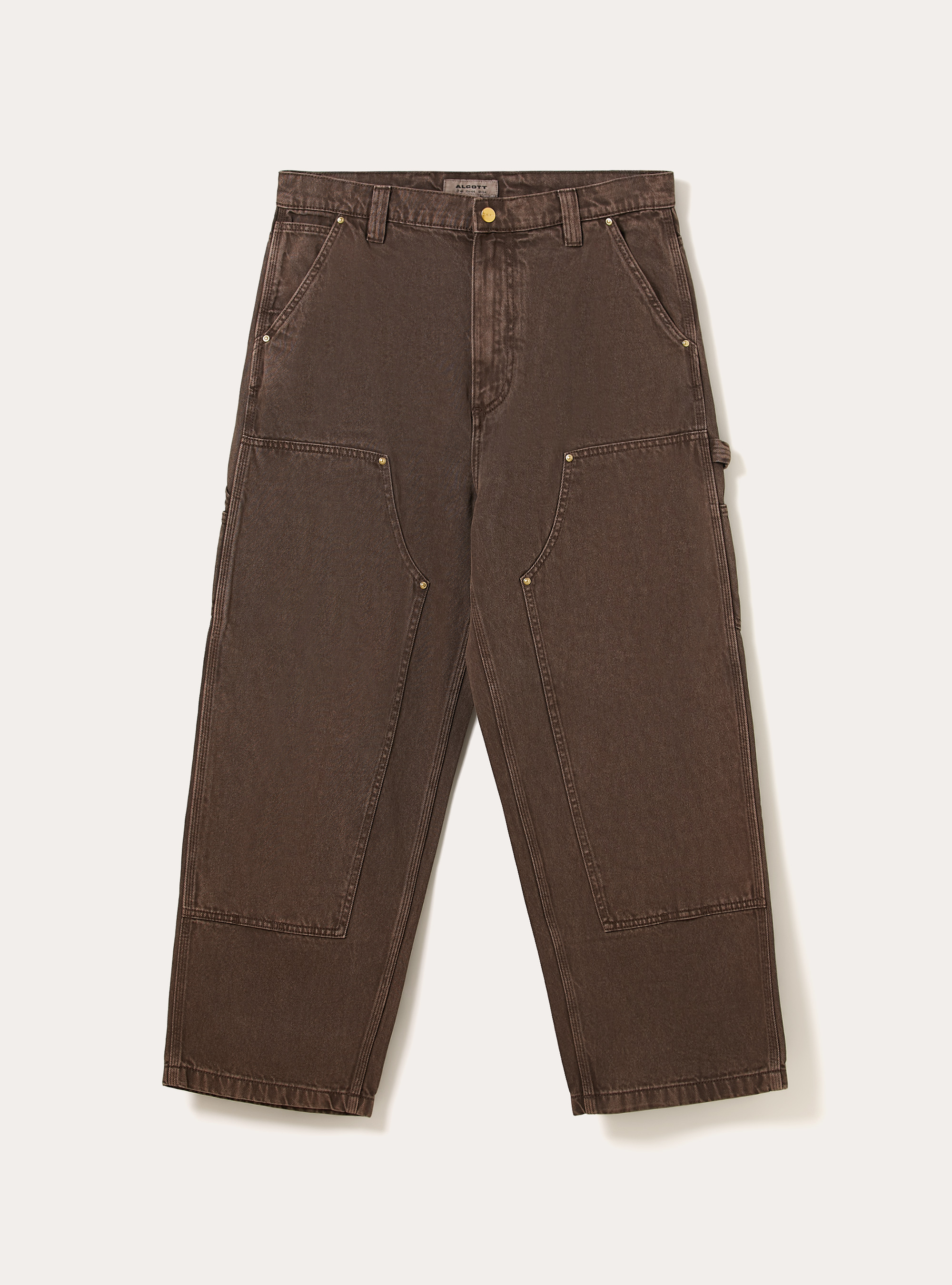 Wide leg carpenter trousers with rivets, BR2 BROWN MEDIUM