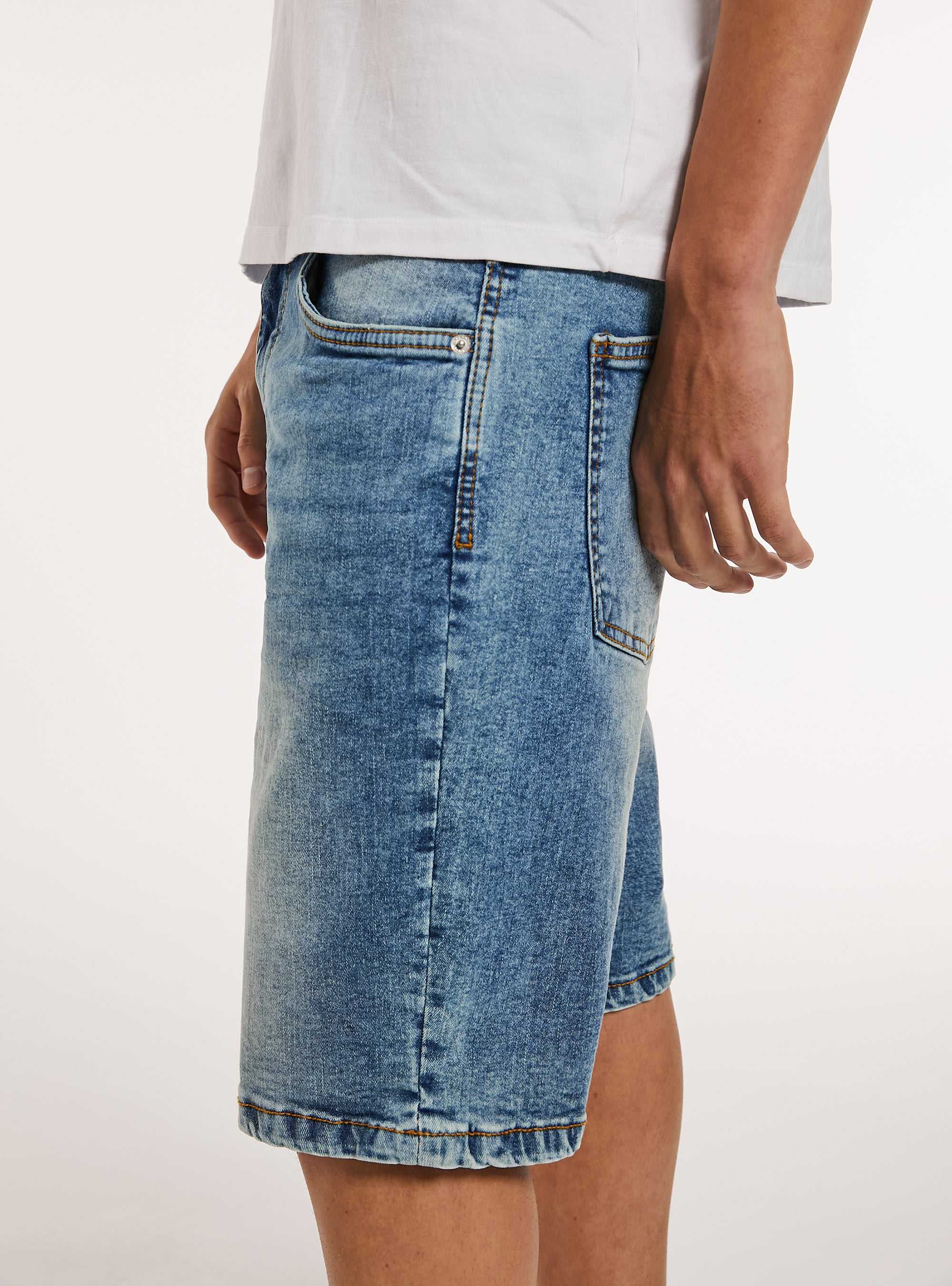 Bermudas de denim el&aacute;stico, D003 MEDIUM BLUE
