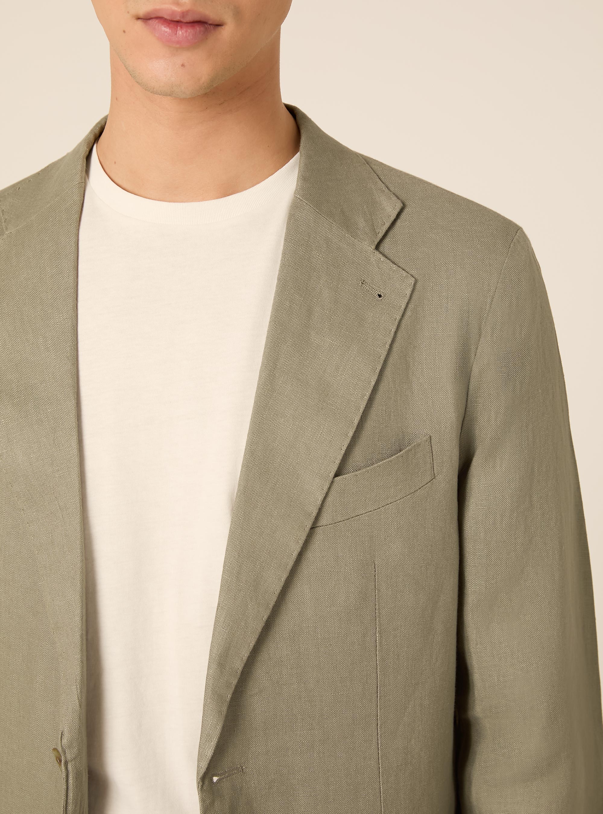 Single-breasted jacket in pure linen, KY2 KAKY MEDIUM
