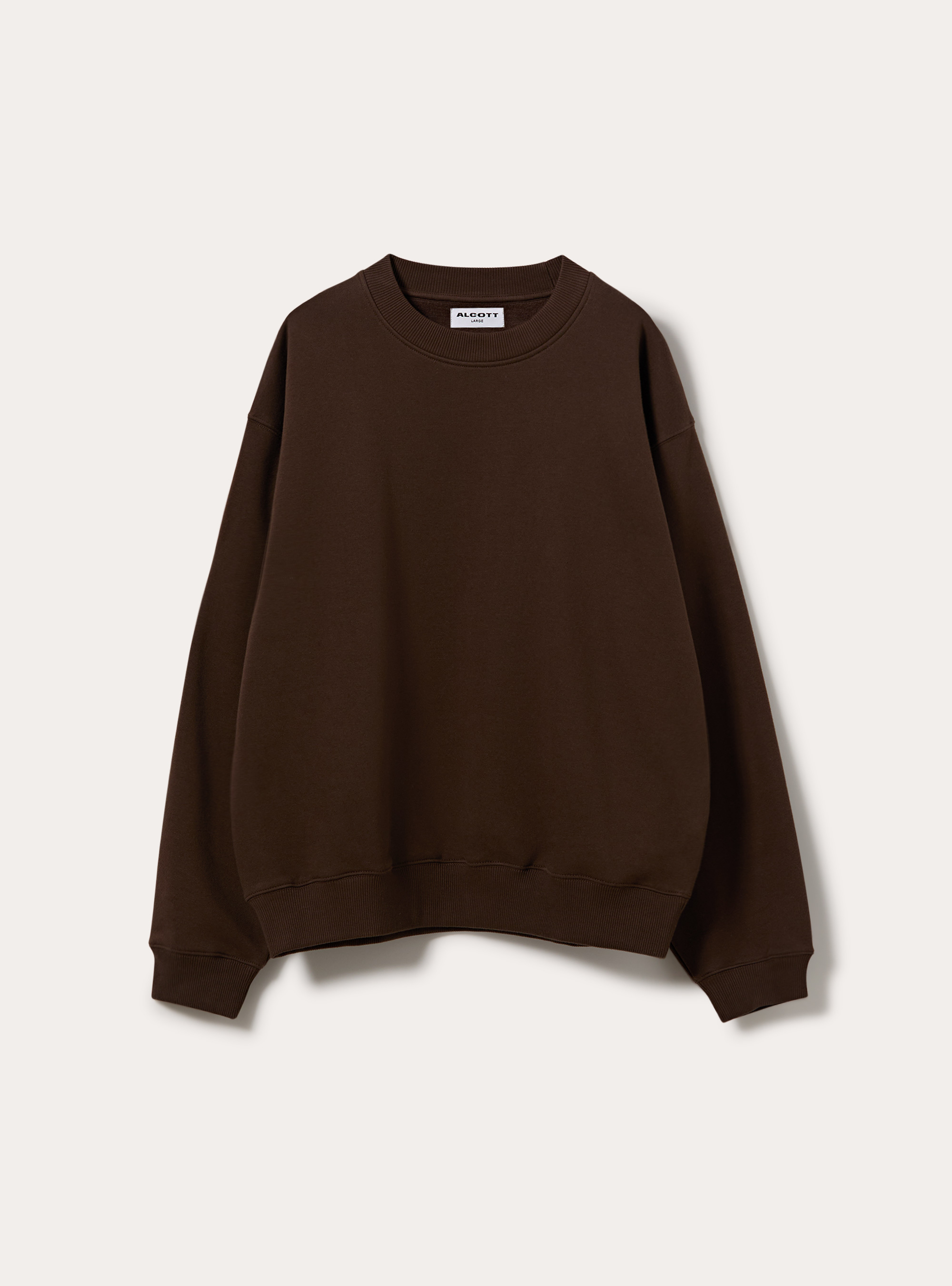 Basic boxy fit crewneck sweatshirt, BR2 BROWN MEDIUM