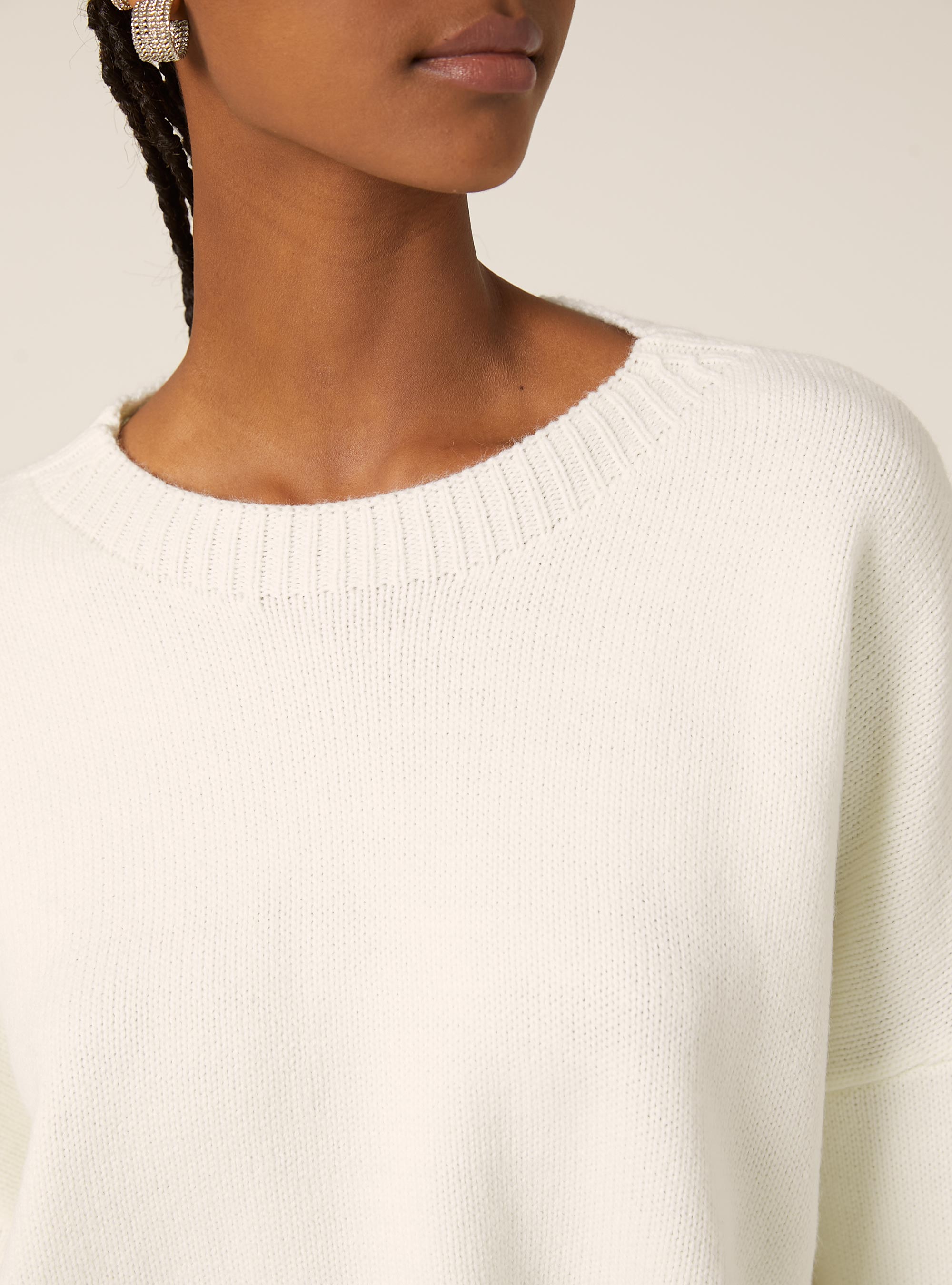 Pull &agrave; col rond basique, WH1 OFF WHITE