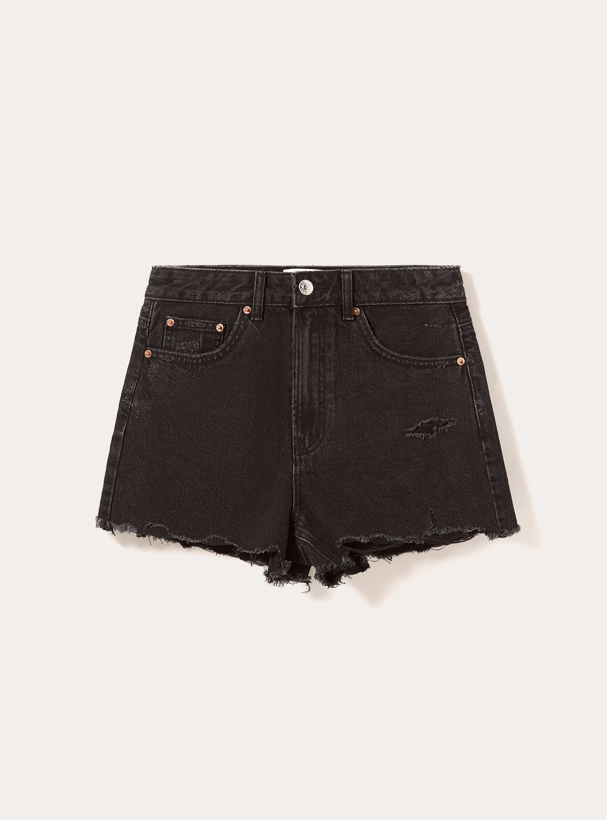 Shorts in denim a vita alta, D000 BLACK