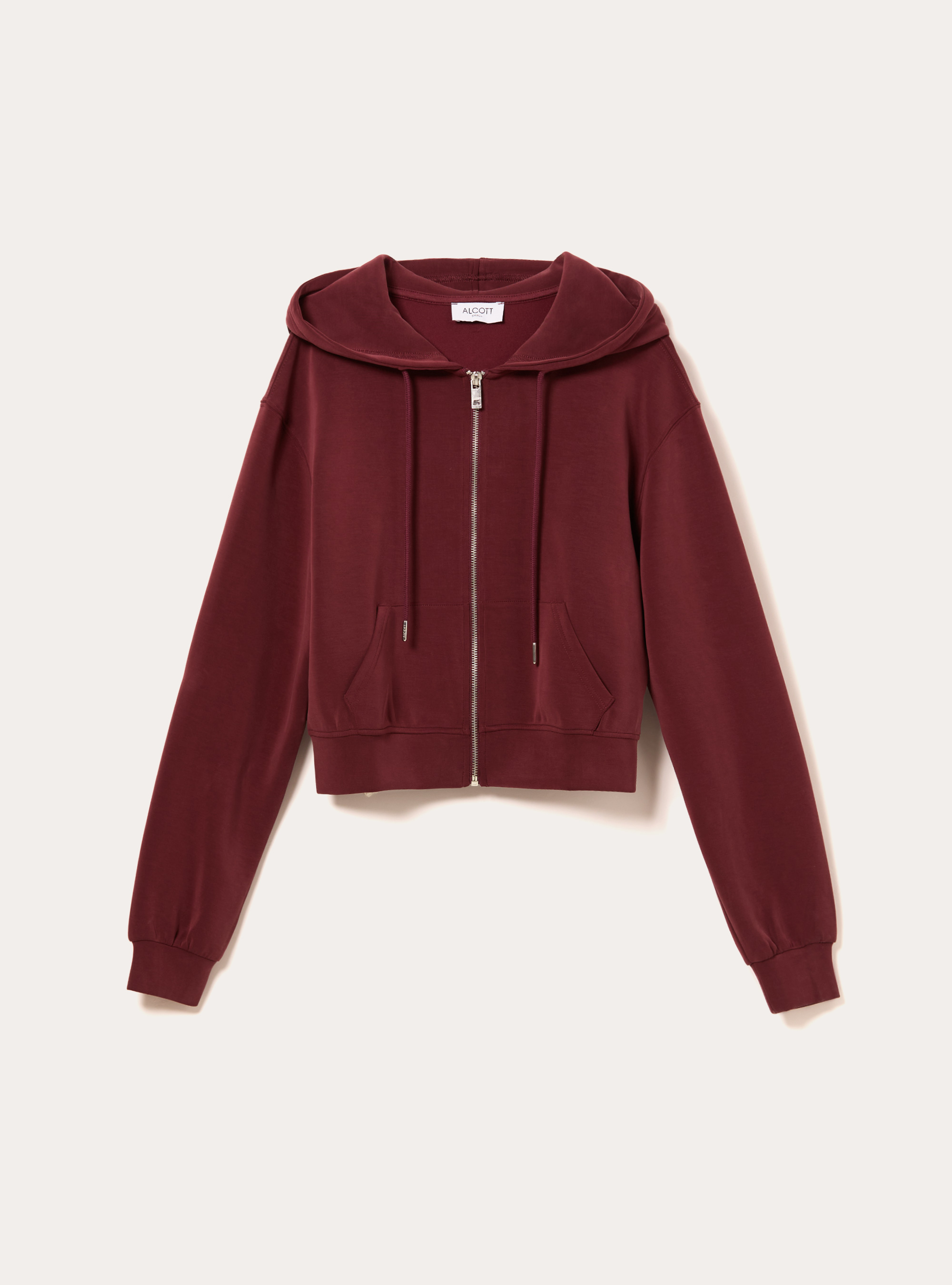 Chaqueta con cremallera y capucha soft touch, BO1 BORDEAUX DARK