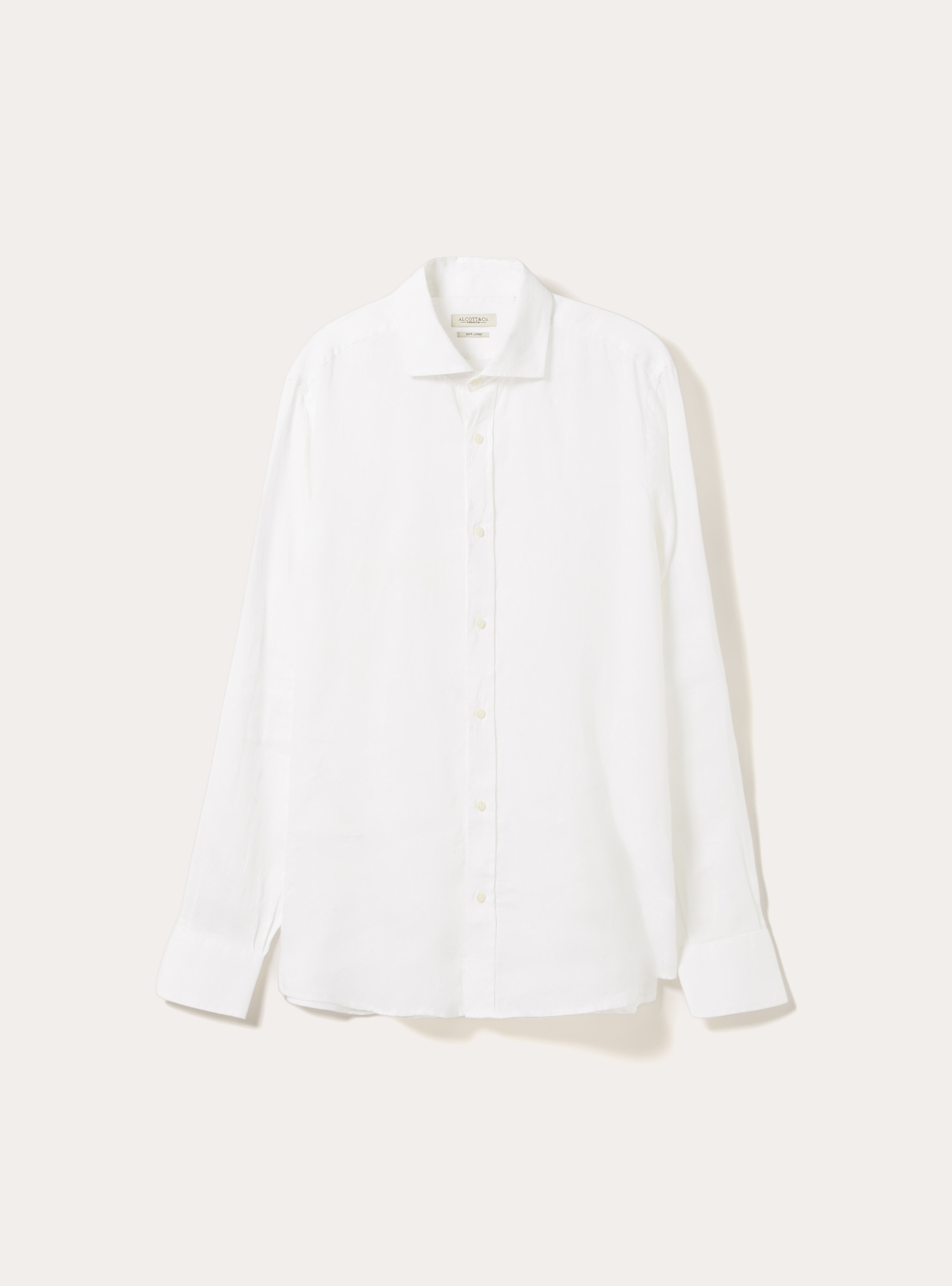 Camisa de lino puro de manga larga, WH3 WHITE