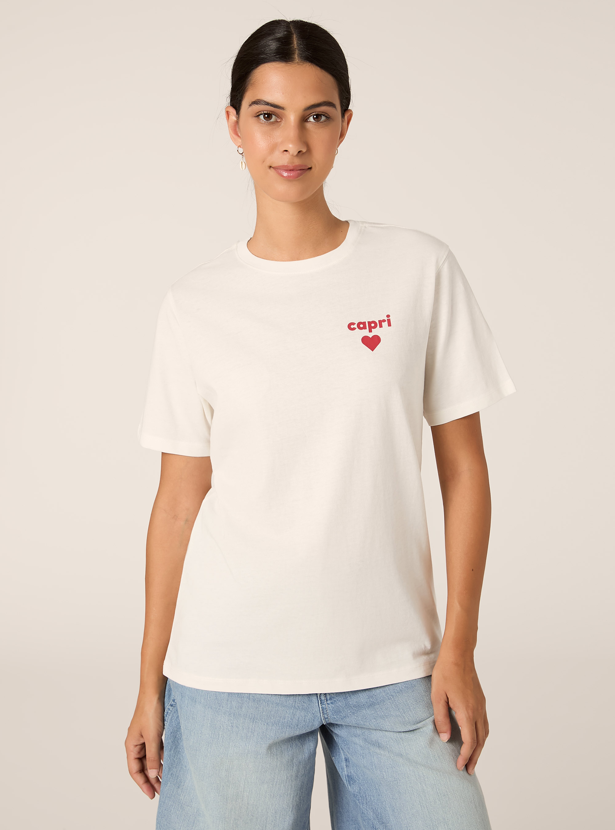 T-shirt regular con stampa capri heart, WH2 WHITE