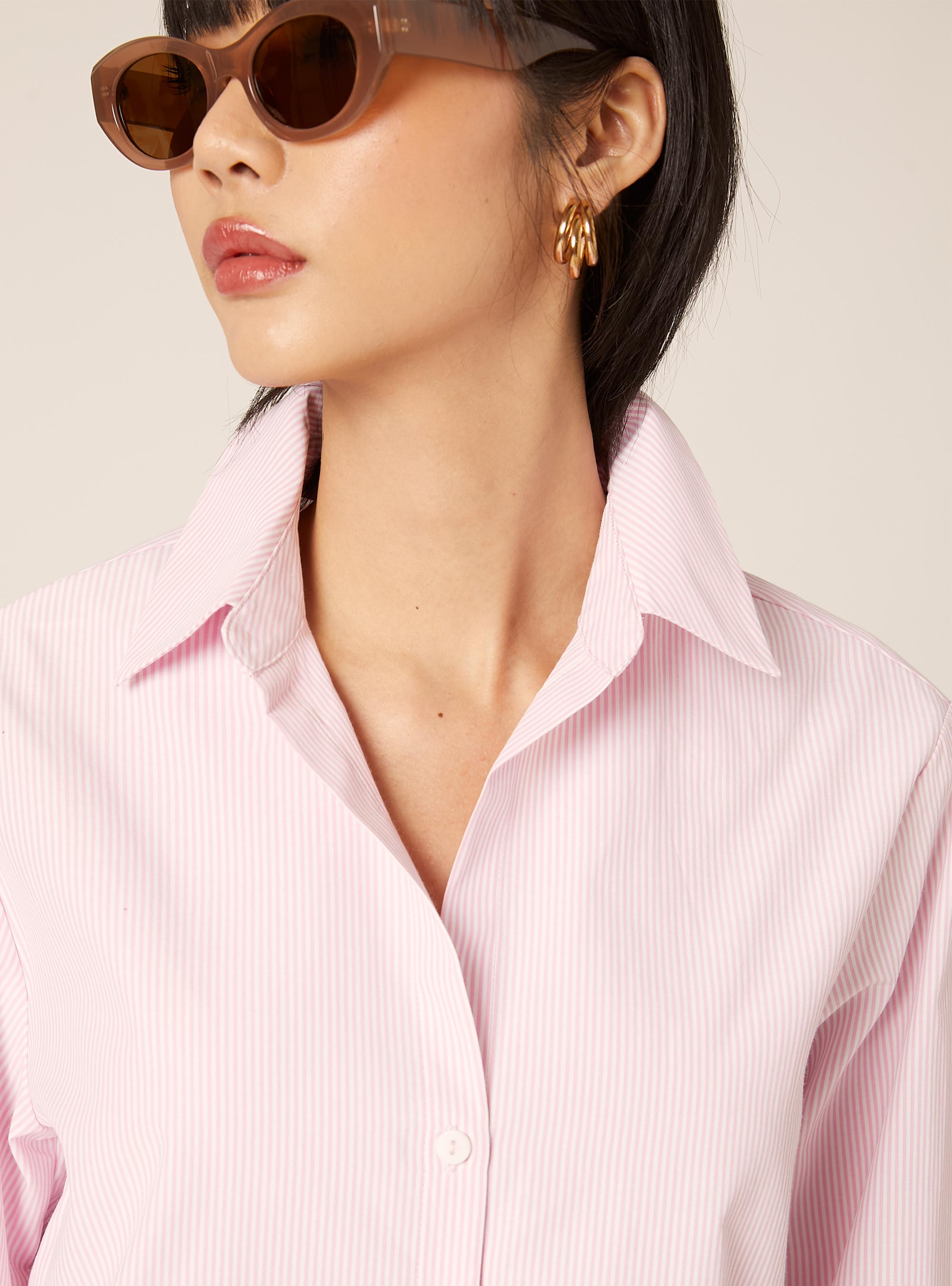 Camisa de popel&iacute;n a rayas, PK3 PINK LIGHT