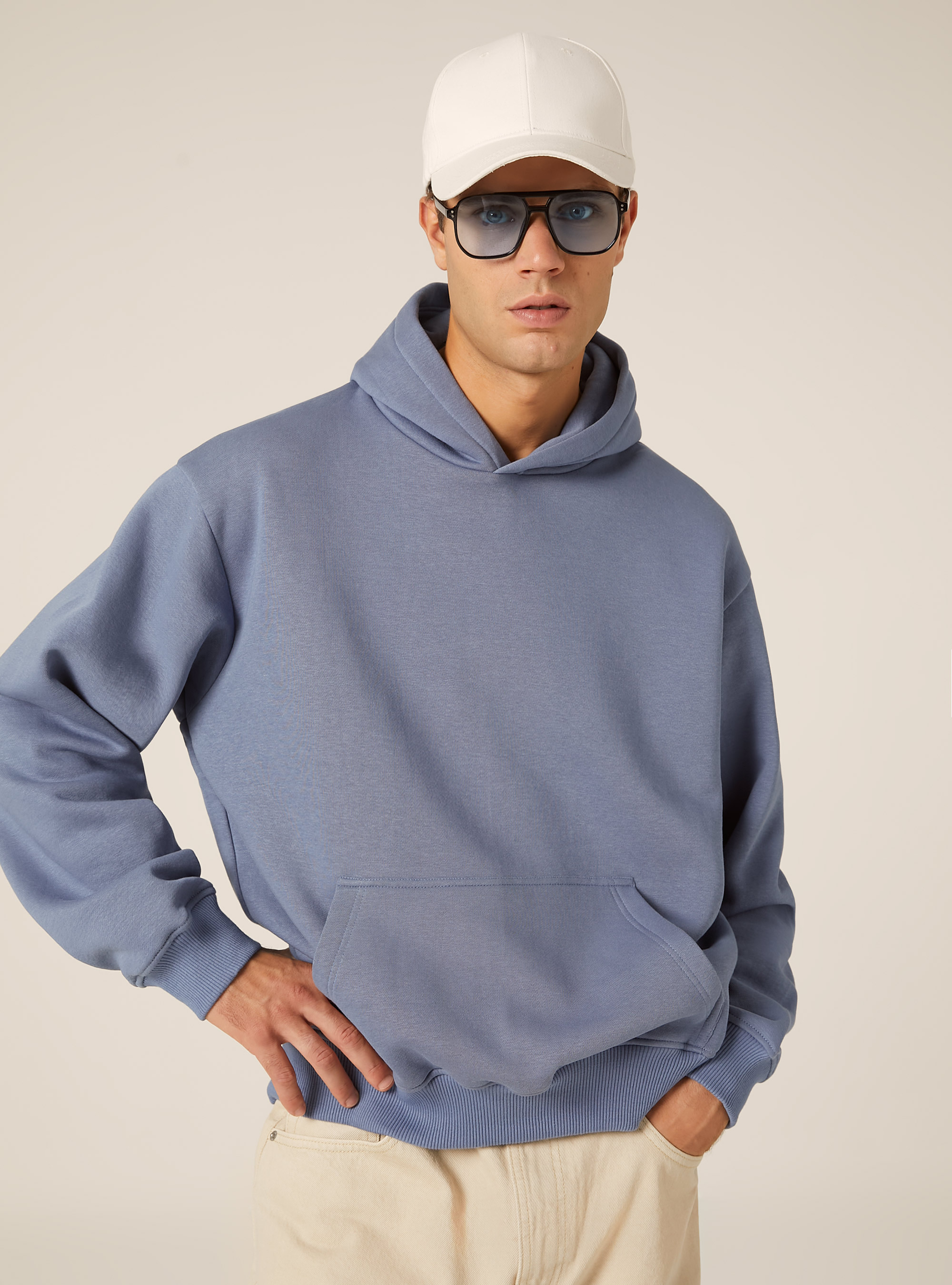 Sweat &agrave; capuche coupe boxy, IN2 INDIGO MEDIUM