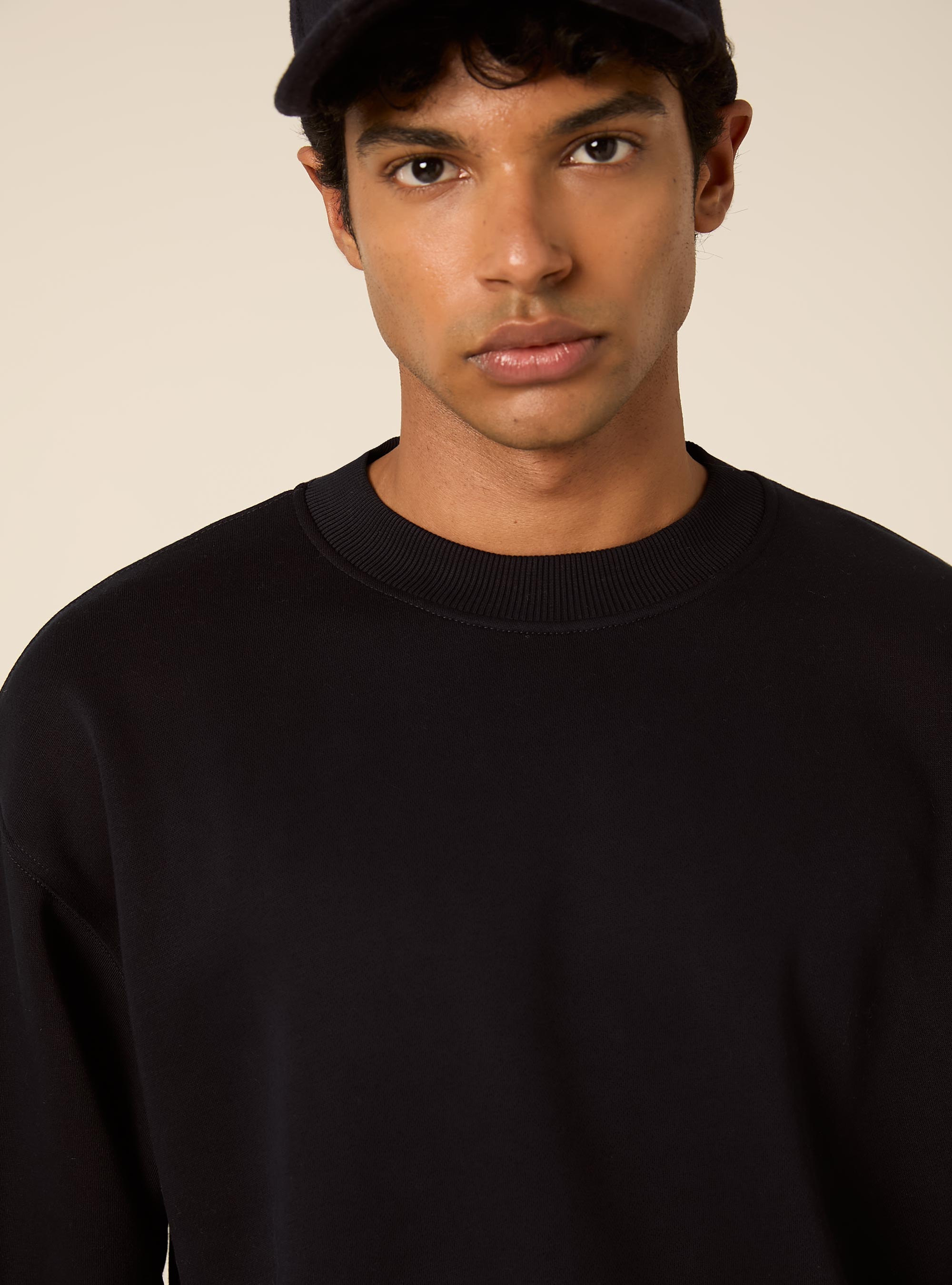 Basic boxy fit sweatshirt mit rundhalsausschnitt, NA1 NAVY DARK