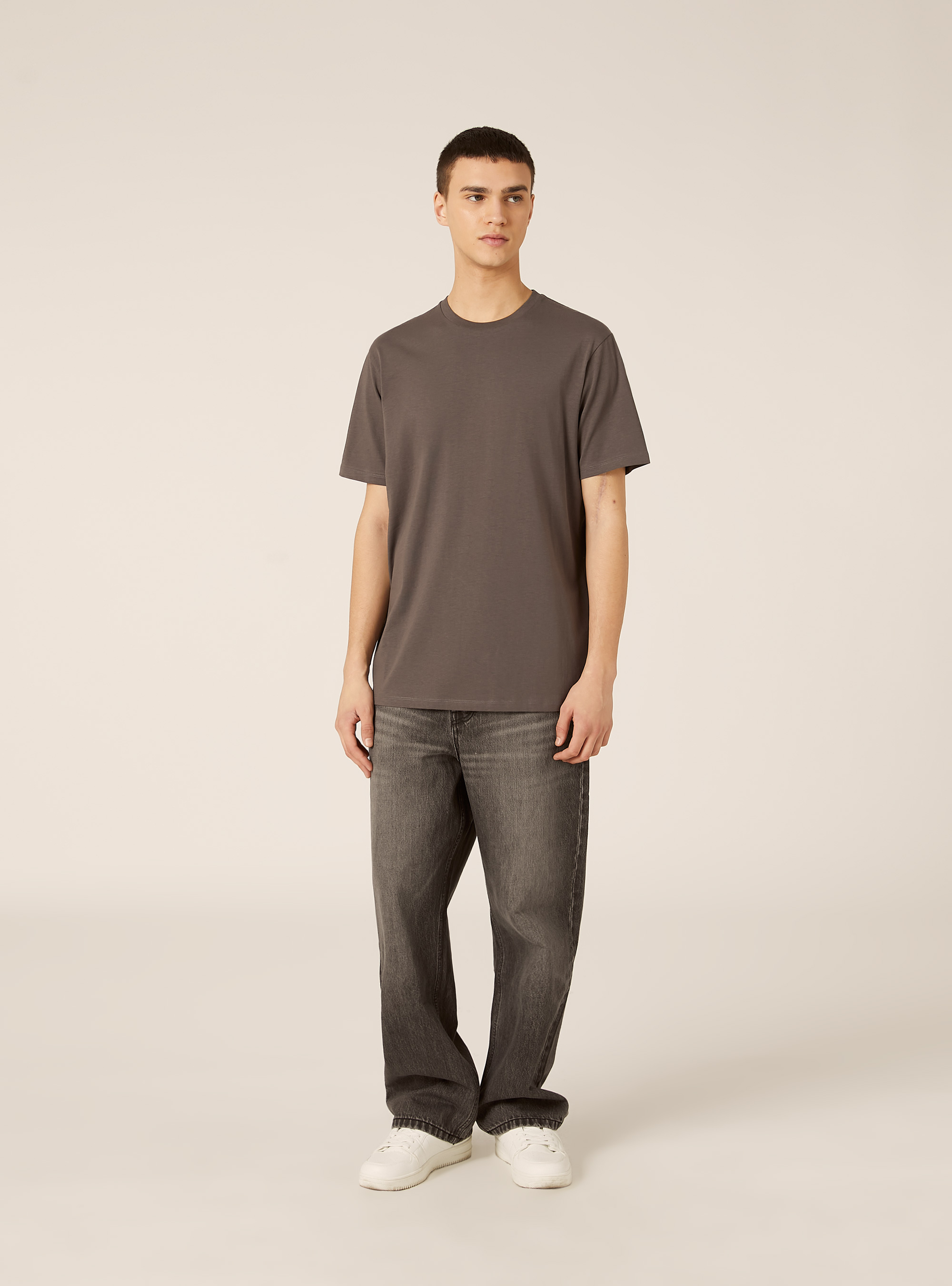Basic Baumwoll T-Shirt, GY1 GREY DARK