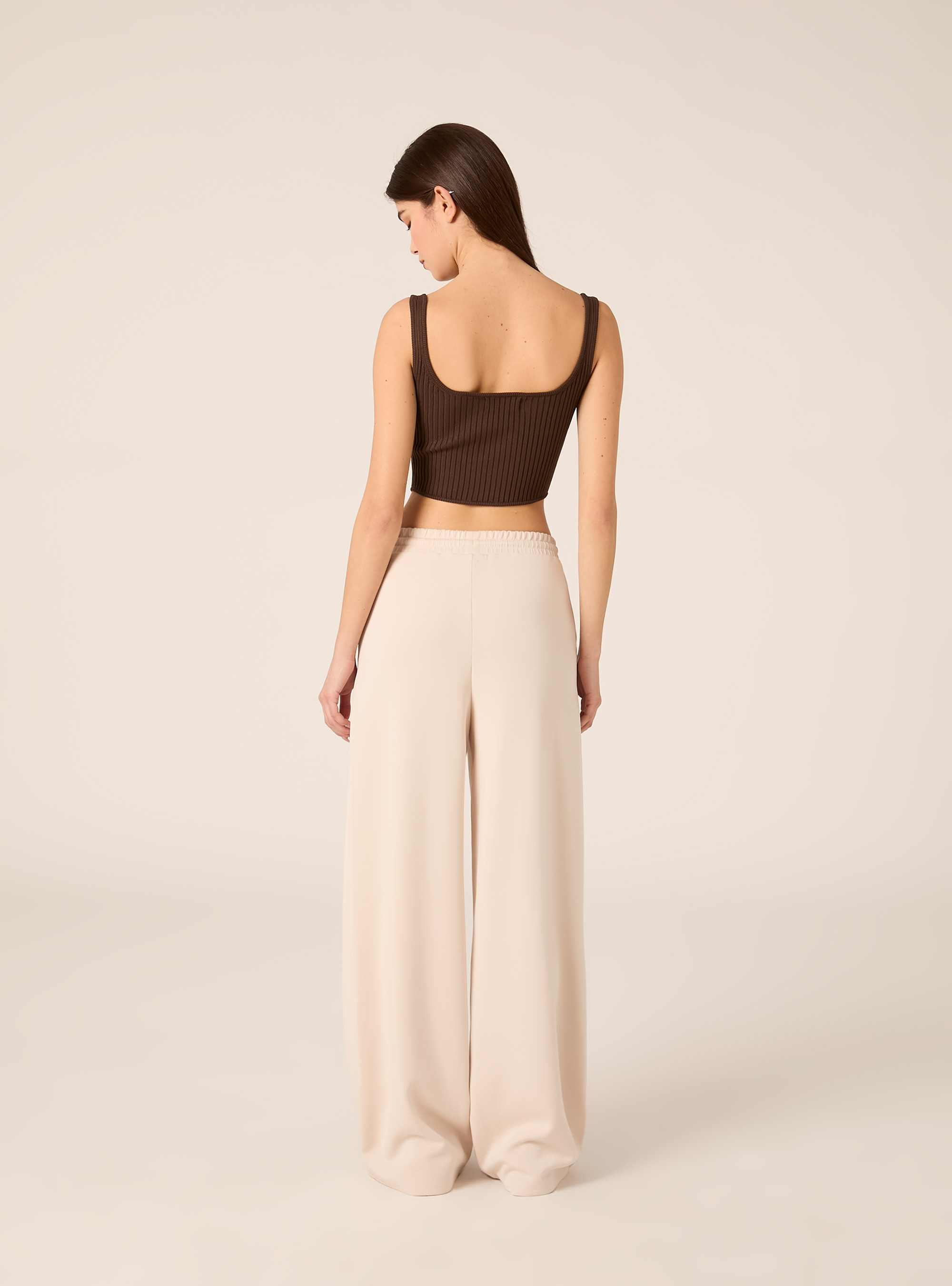 Jogger wide leg soft touch, CREMA CHIARO