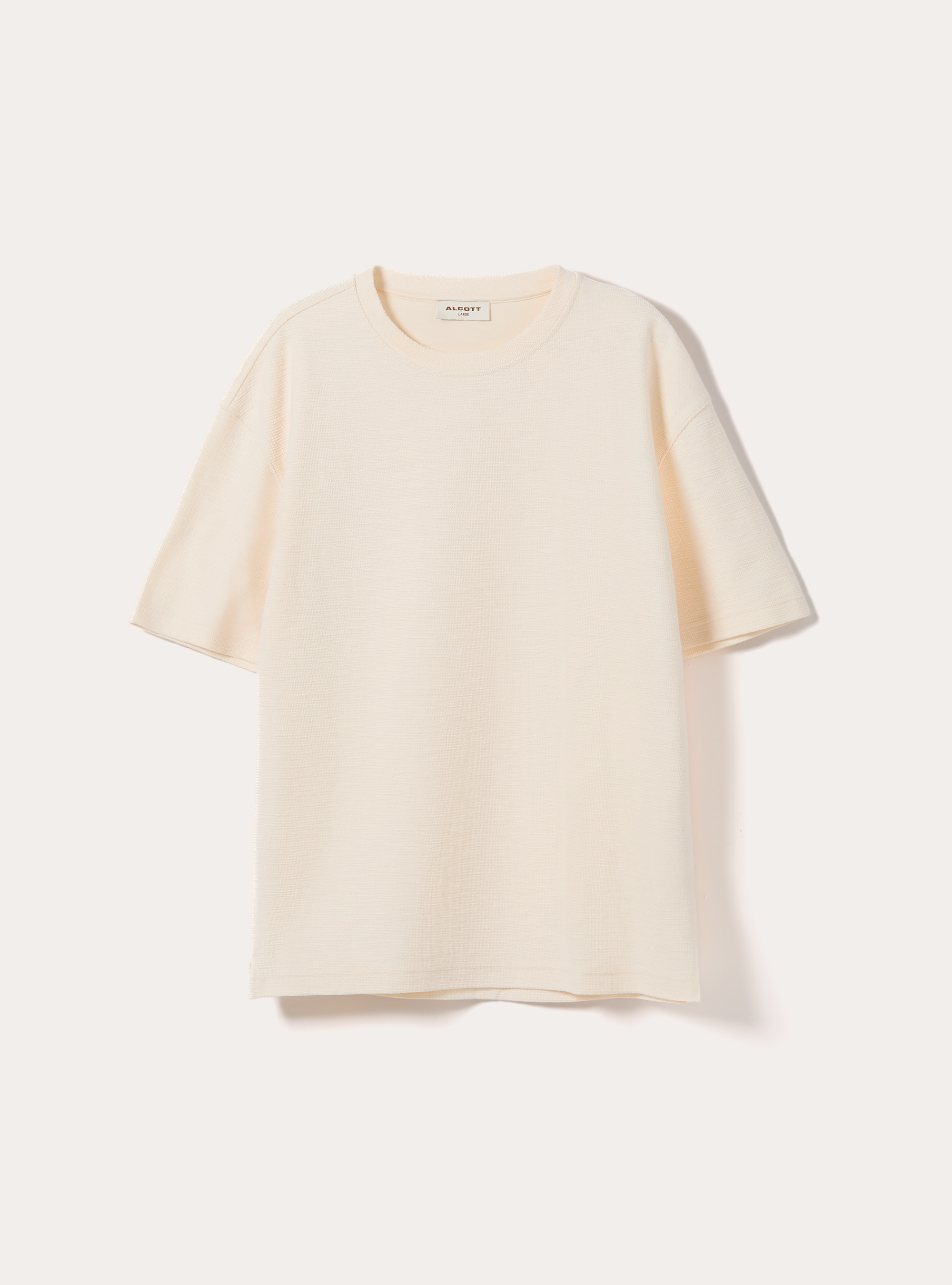 Maglietta in cotone con texture, PANNA