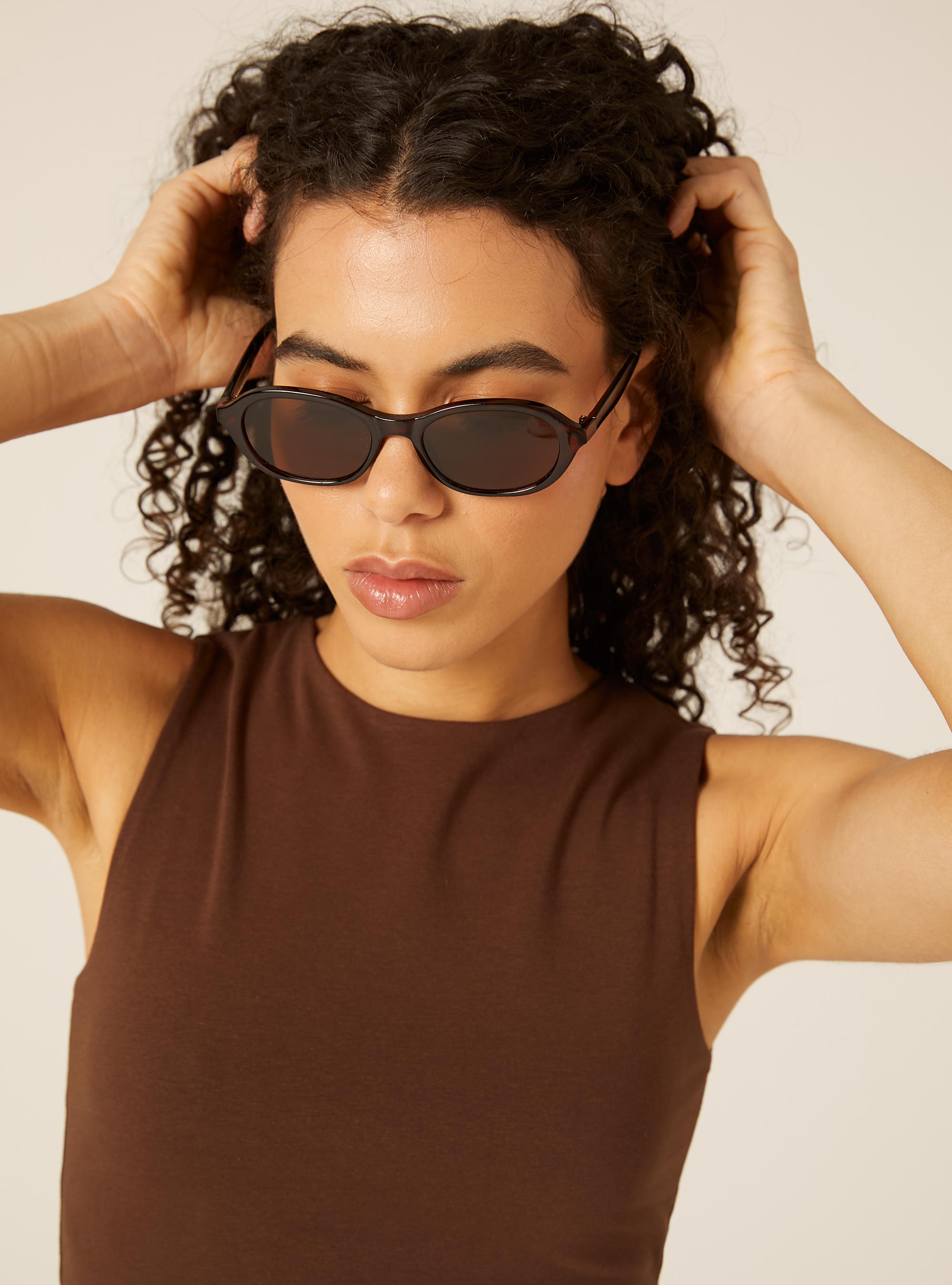 Debardeur Basic Crop en Jersey Extensible, BR2 BROWN MEDIUM