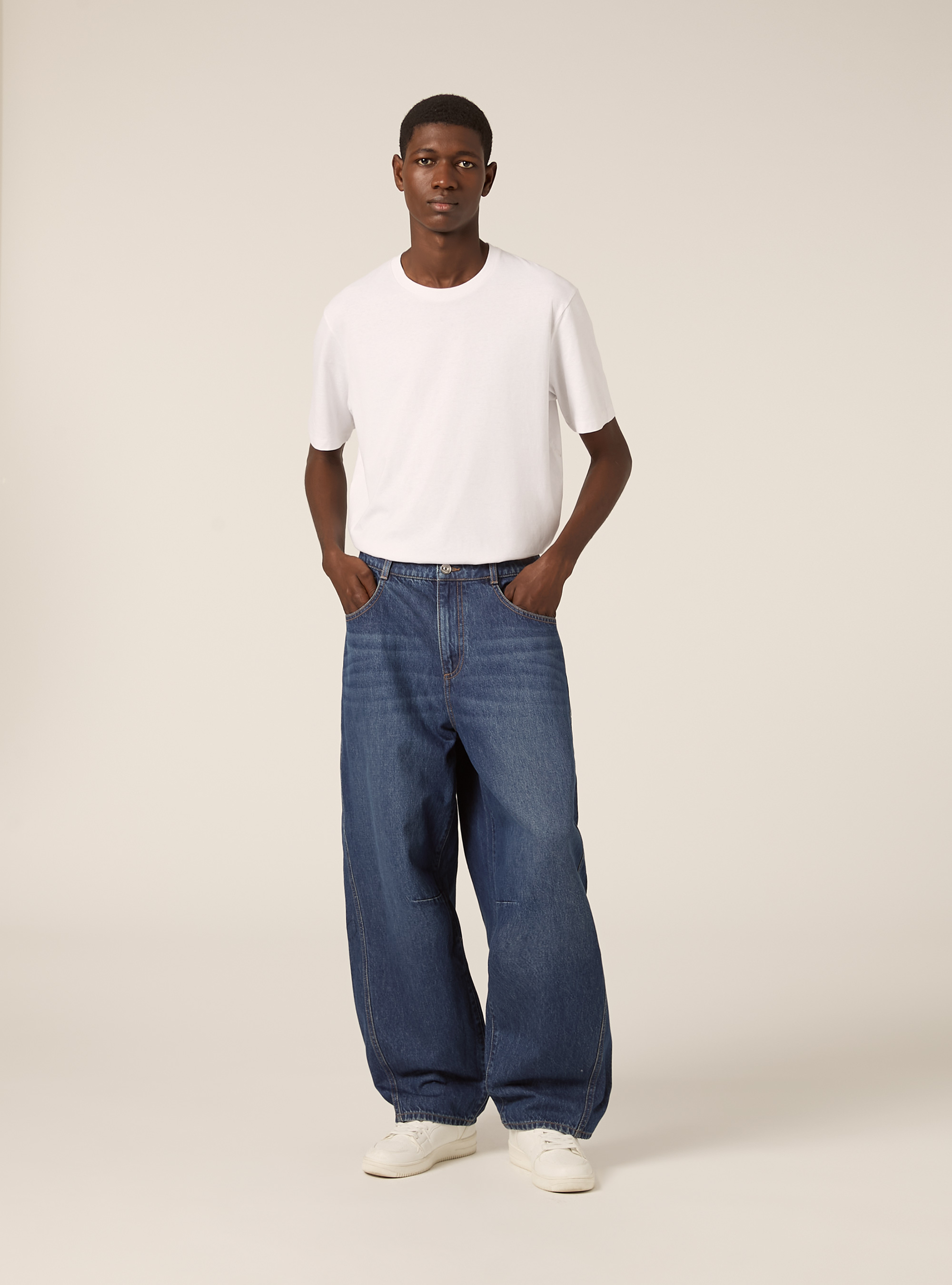 Jeans coupe ballon, D002 MEDIUM DARK BLUE
