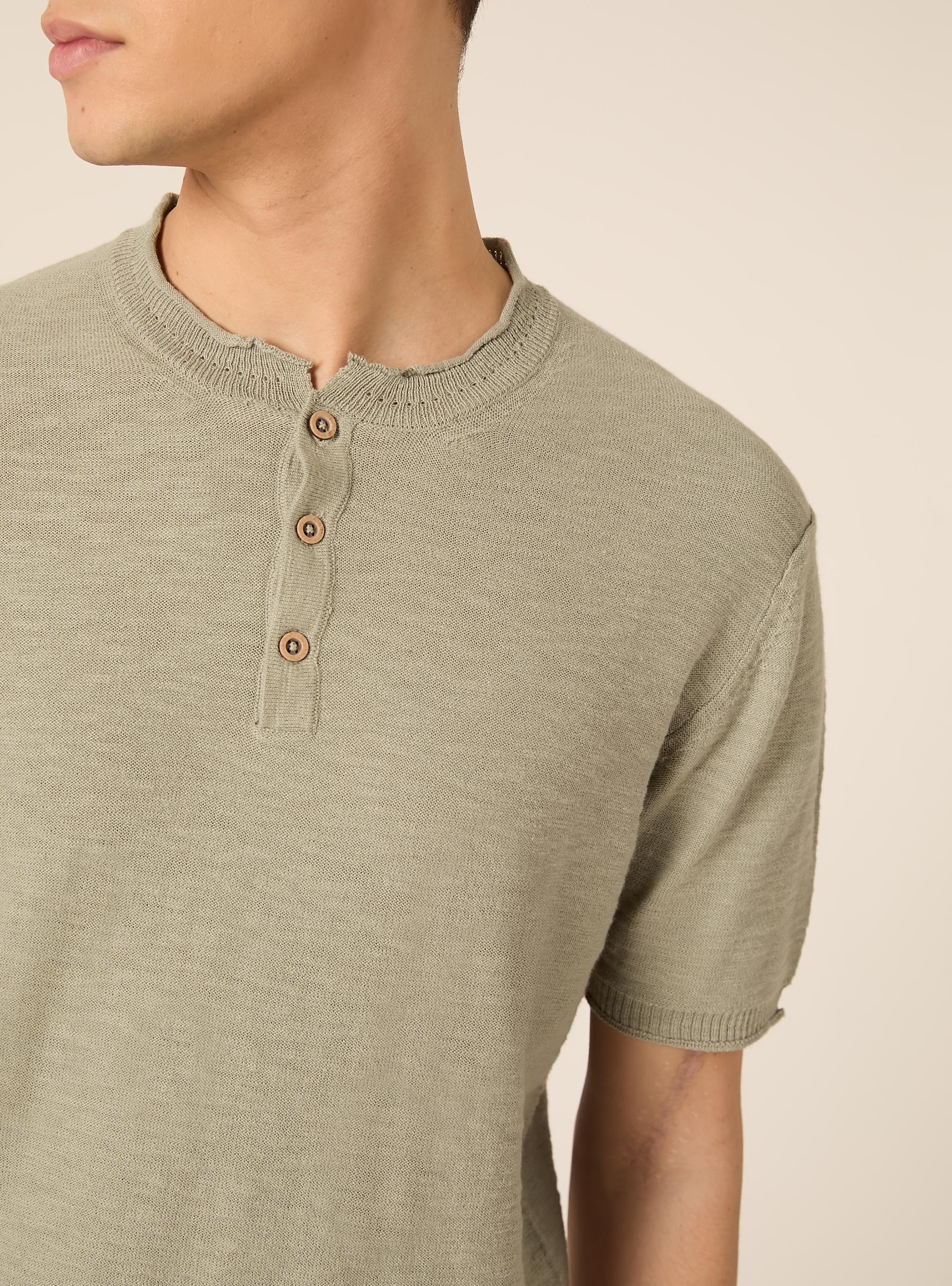 Short Sleeve Henley Pullover, SG3 SAGE LIGHT