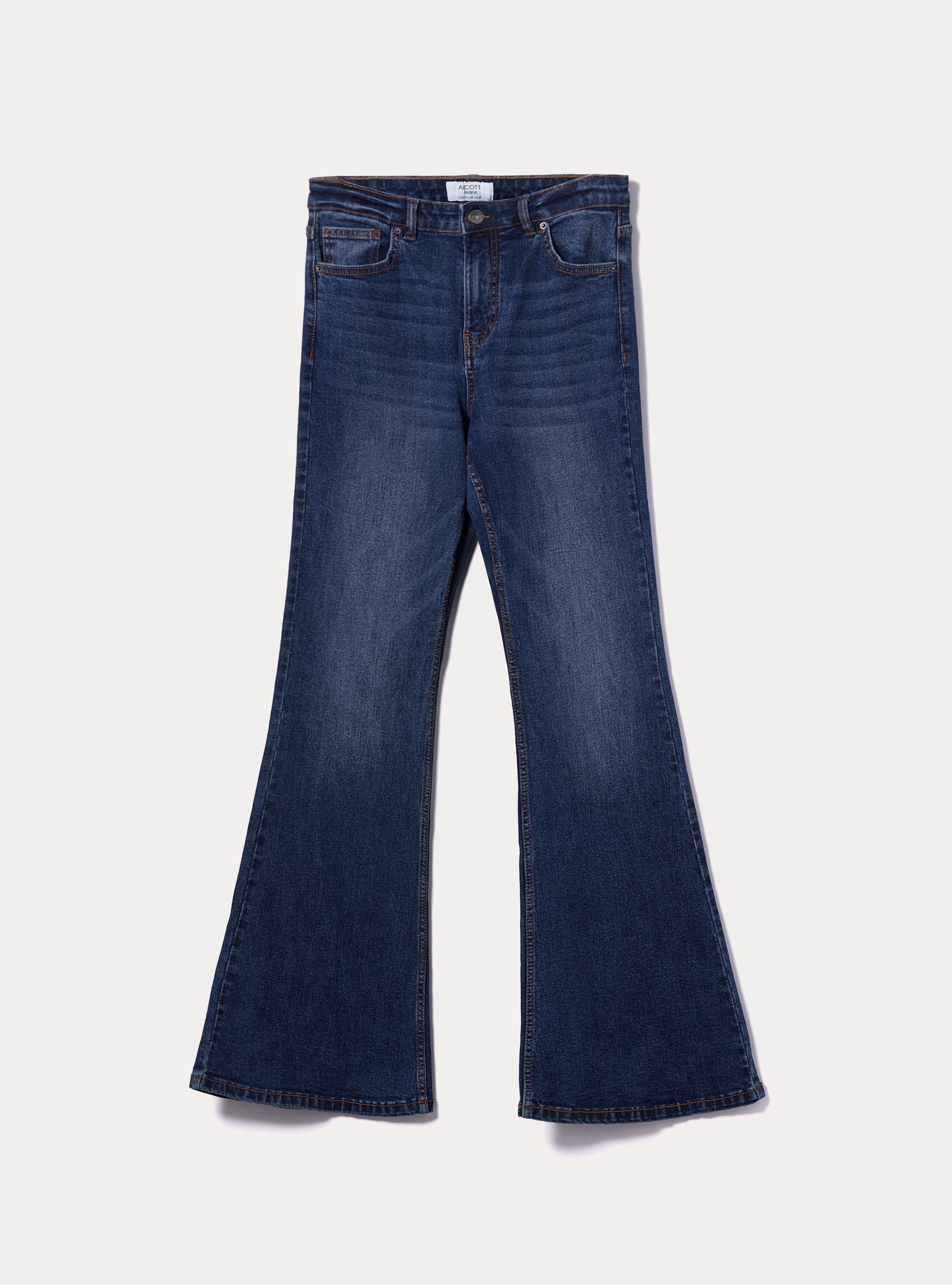 Jean flare taille haute, D001 DEEP BLUE