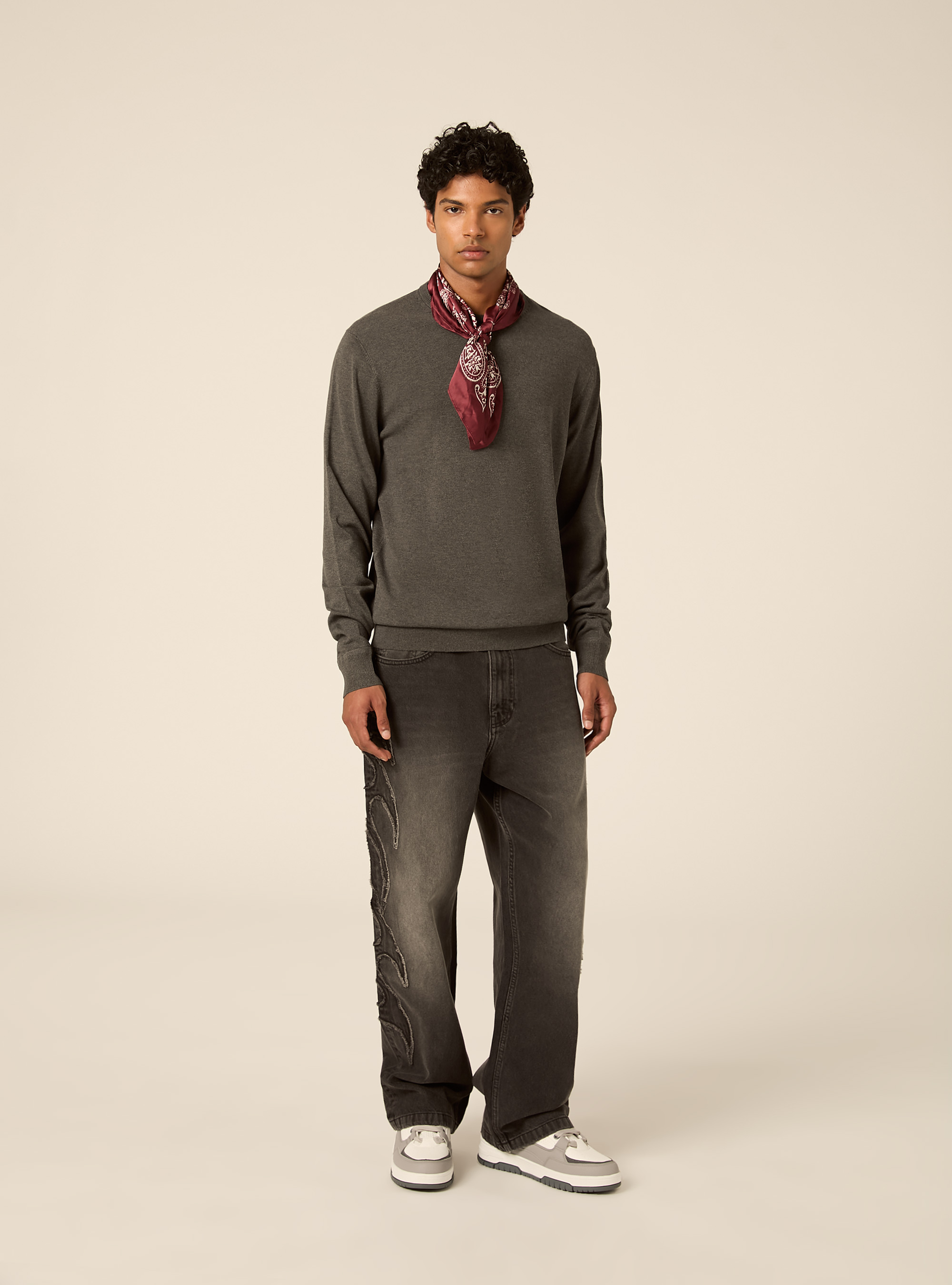 Rundhals-pullover aus Lenzing Ecovero viskose, MGY1 GREY MEL DARK