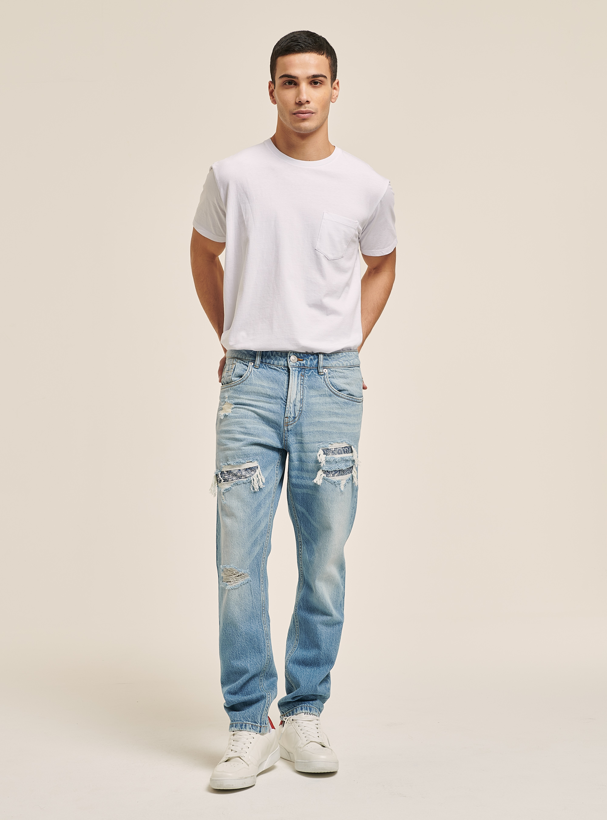 Vaqueros Slim Fit de algod&oacute;n, AZUL