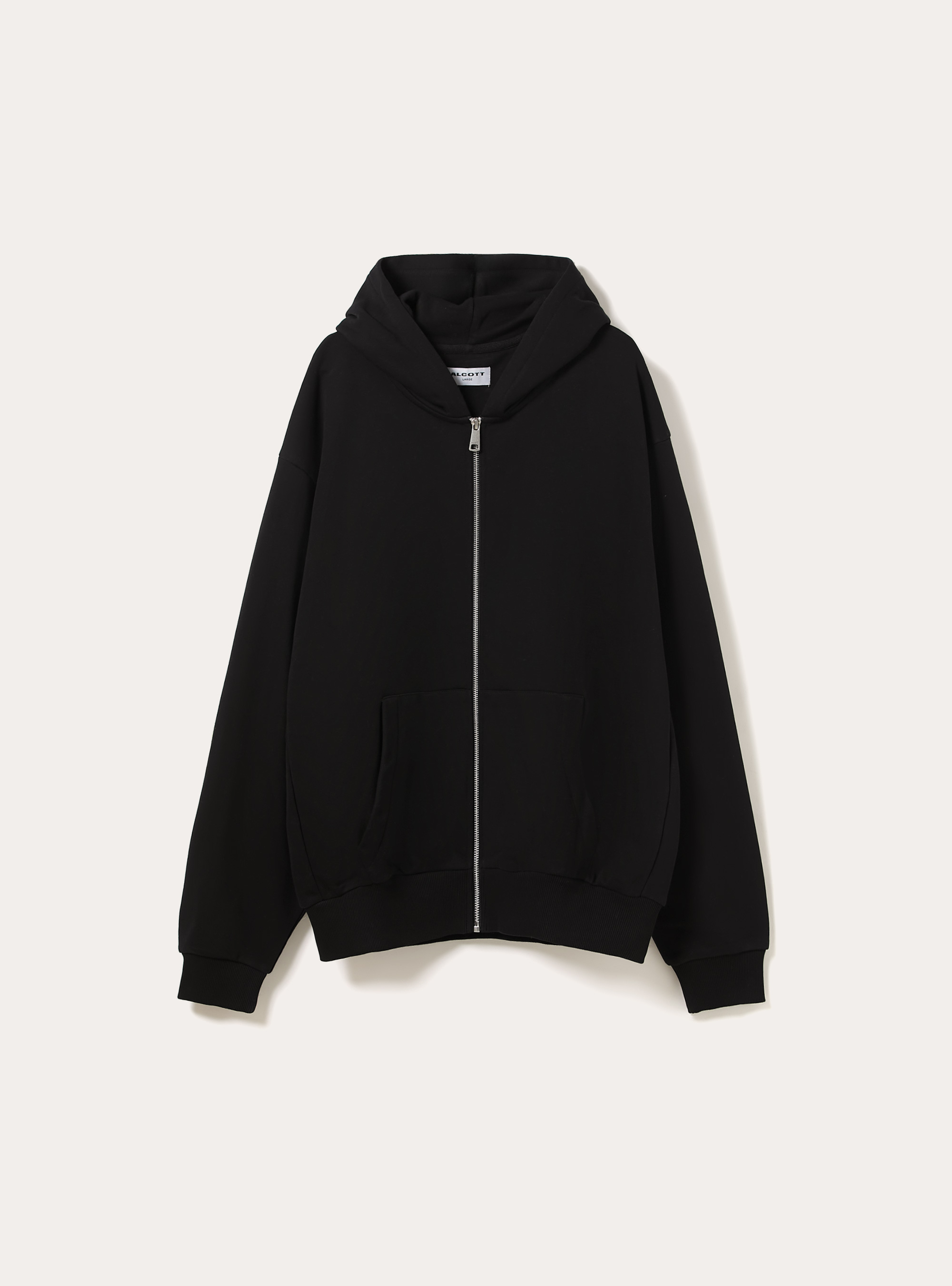 Felpa con zip e cappuccio boxy fit, NERO