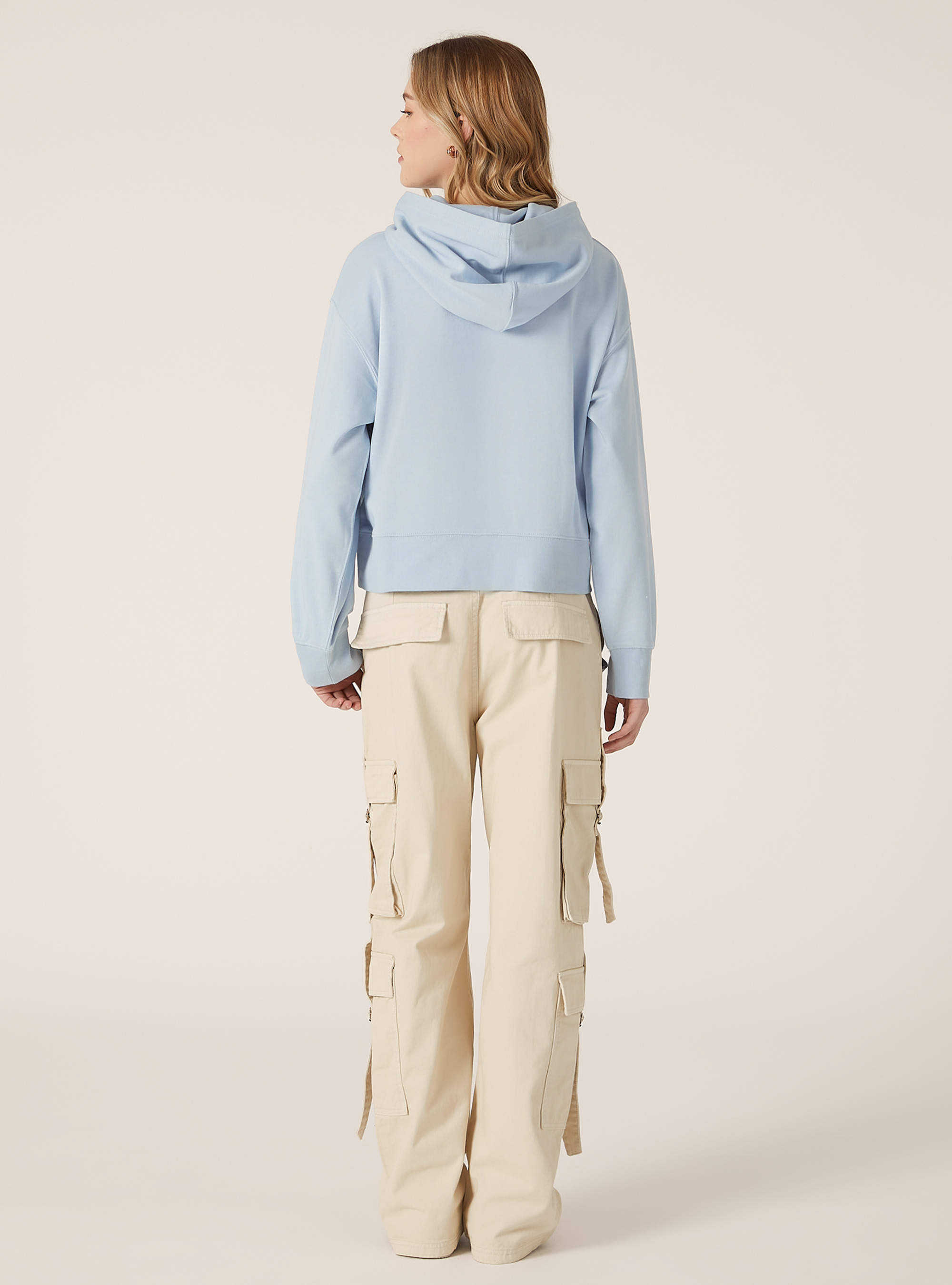 Sudadera con capucha y corte cuadrado, IN3 INDIGO LIGHT