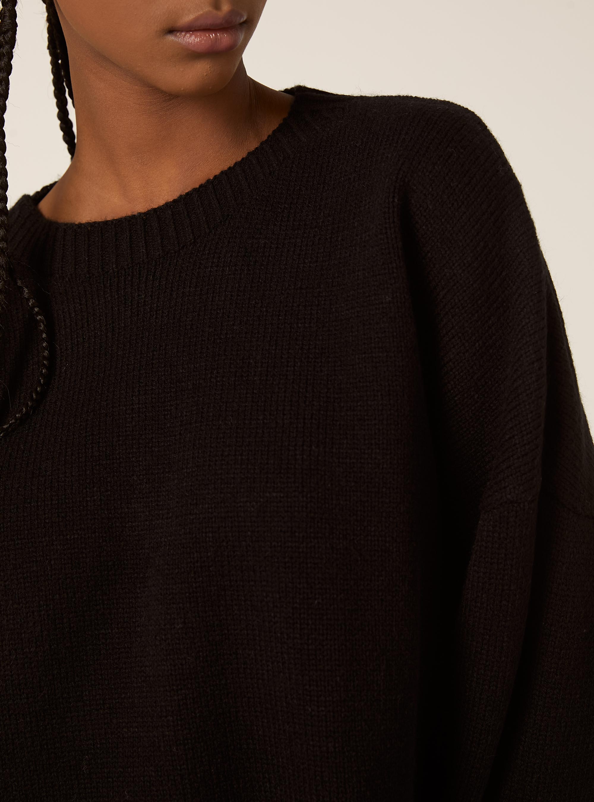 Pull &agrave; col rond basique, BK1 BLACK