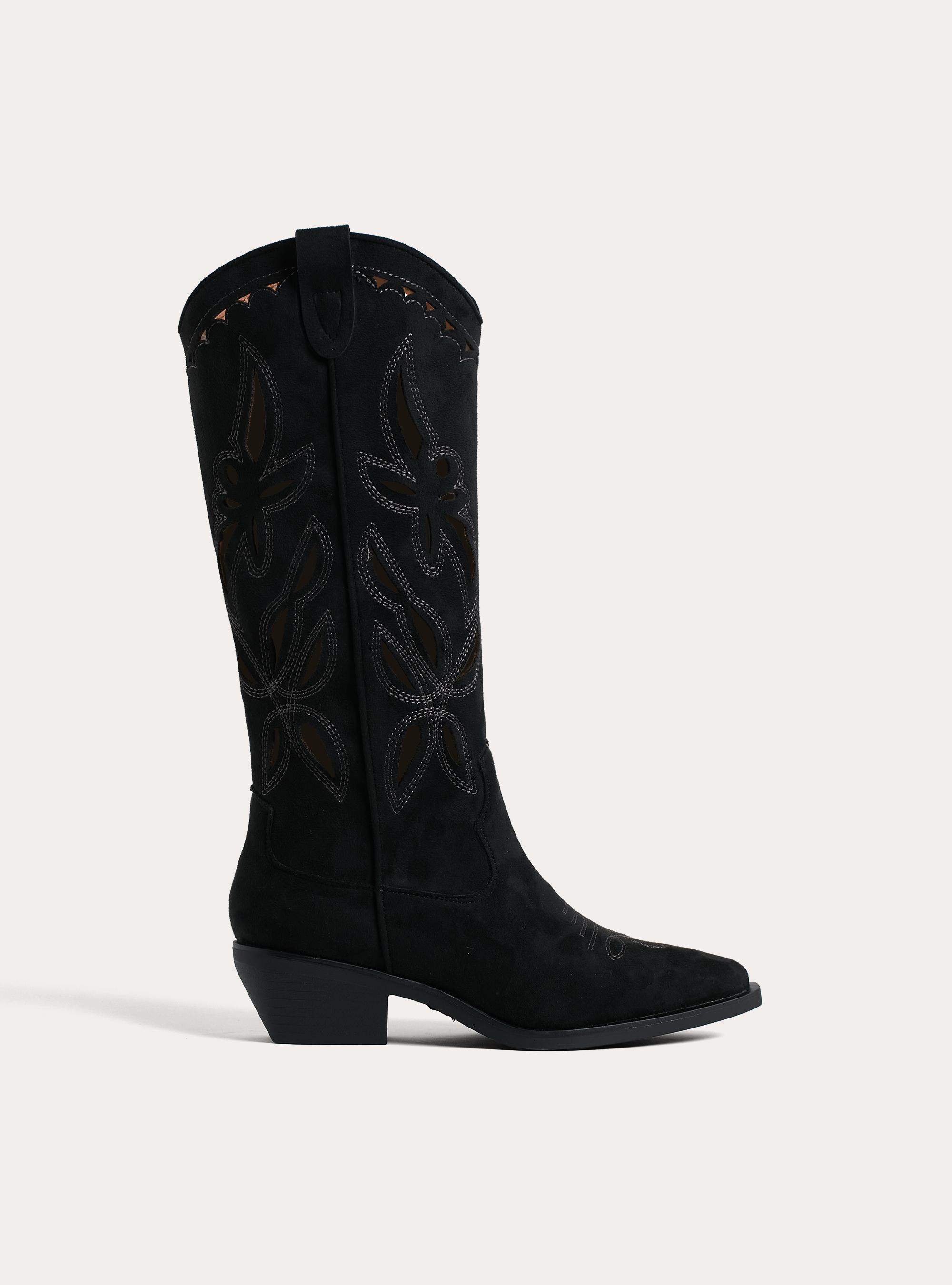 Bottes camperos effet daim perfor&eacute;es, BK1 BLACK