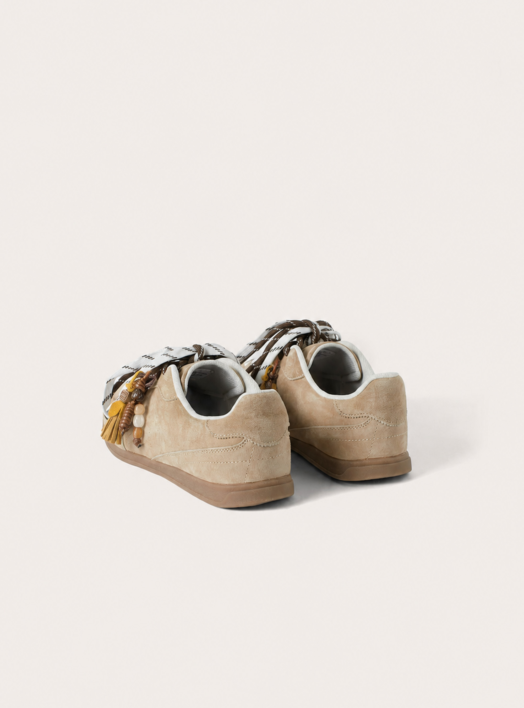 Suede-Effect Sneakers, BG2 BEIGE MEDIUM
