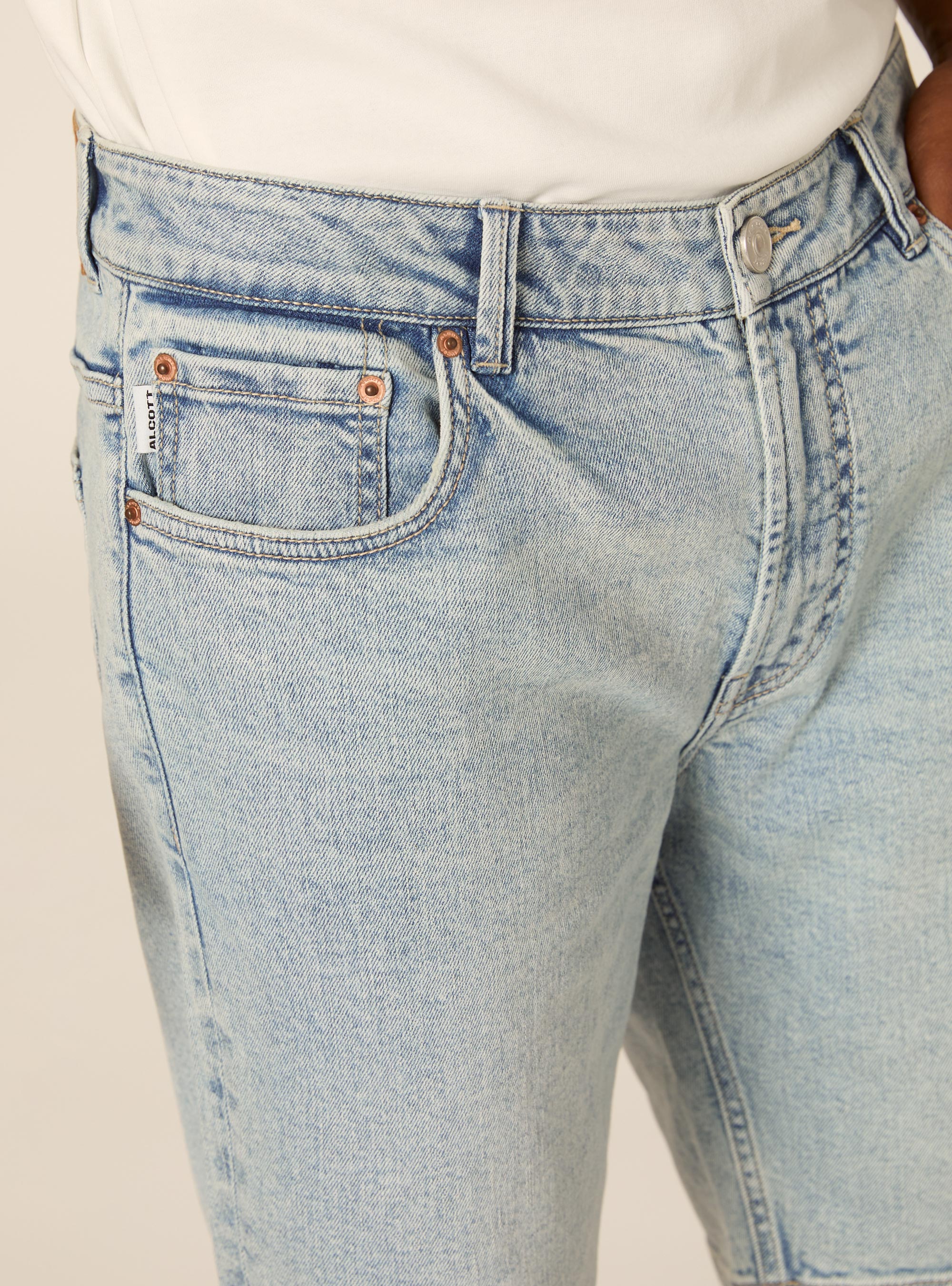 Bermuda en Jean 5 Poches Coupe Slim Fit, D004 MEDIUM LIGHT BLUE