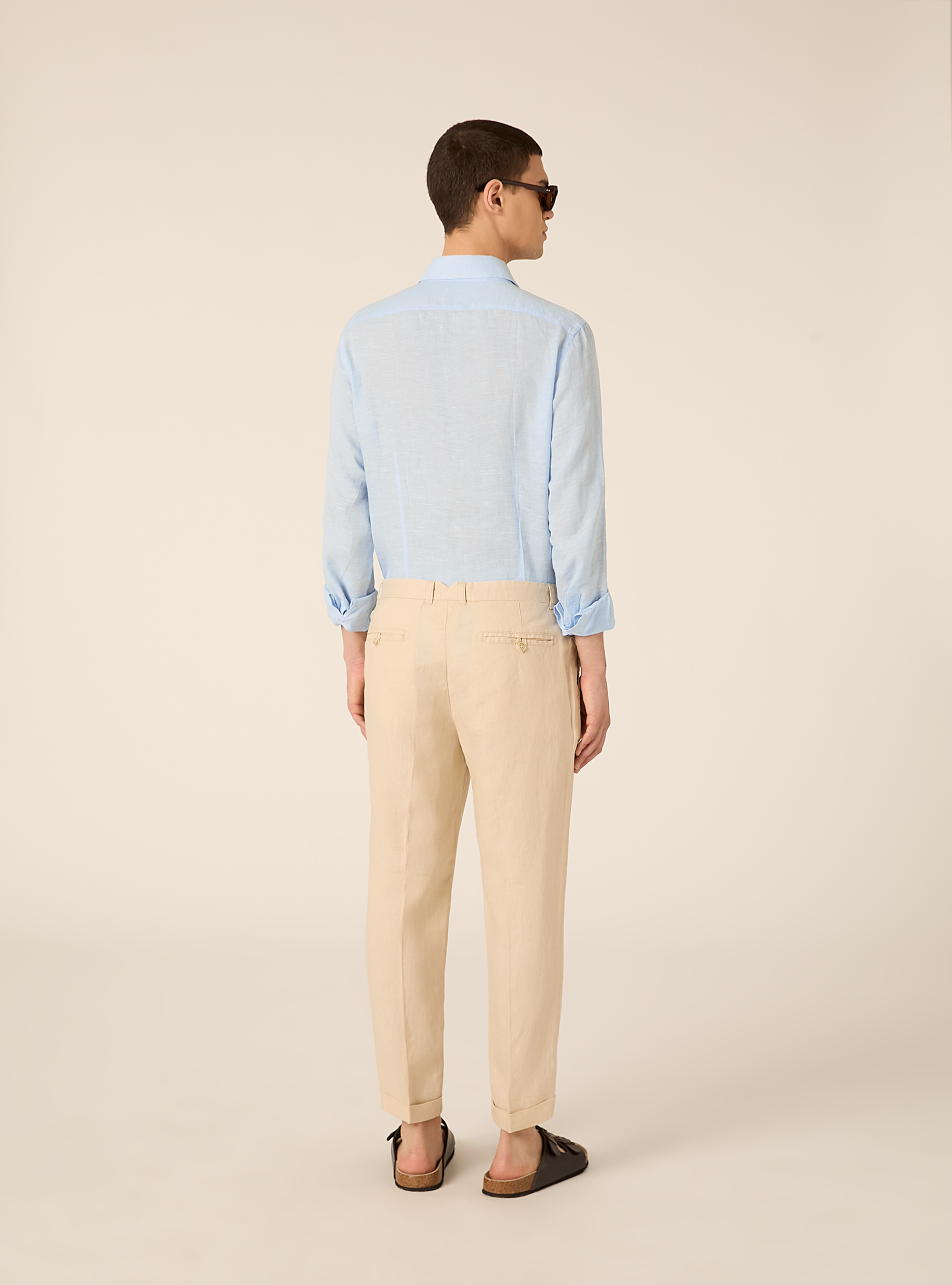 Pure linen chino trousers, BG3 BEIGE LIGHT