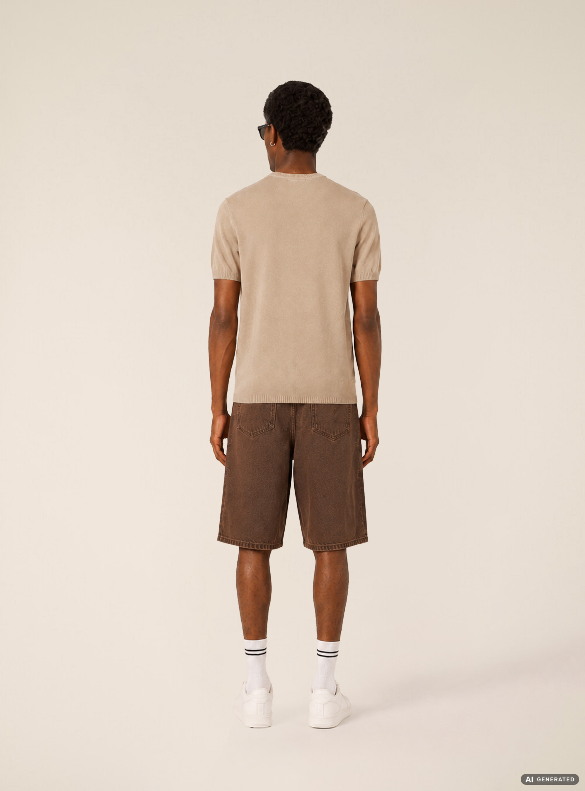 Short Sleeve Lightweight Knit T-Shirt, BG3 BEIGE LIGHT