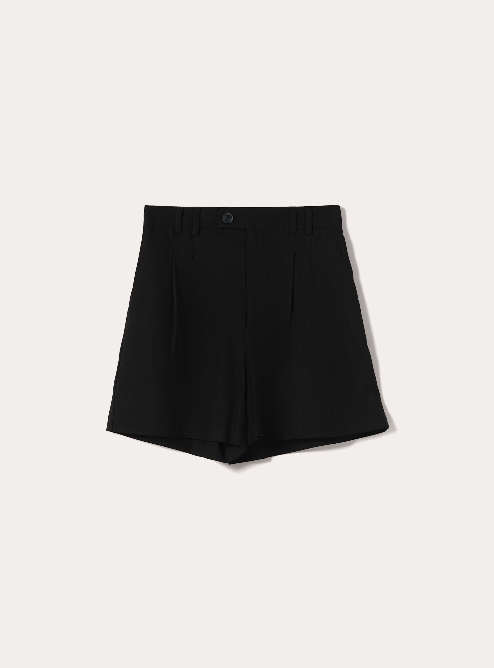 Solid color linen blend shorts, BK1 BLACK