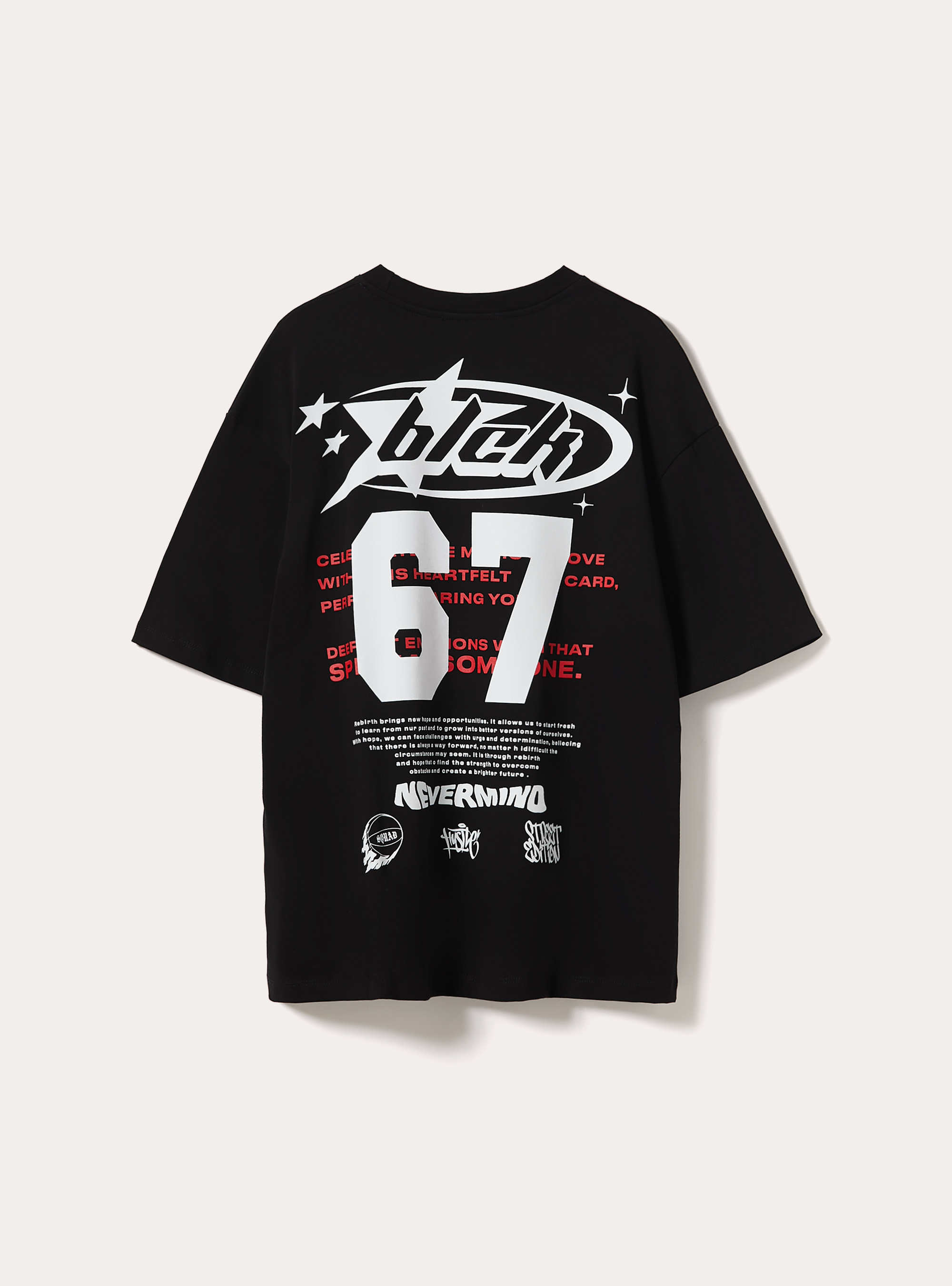 T-Shirt mit Six Seven-Print, BK1 BLACK