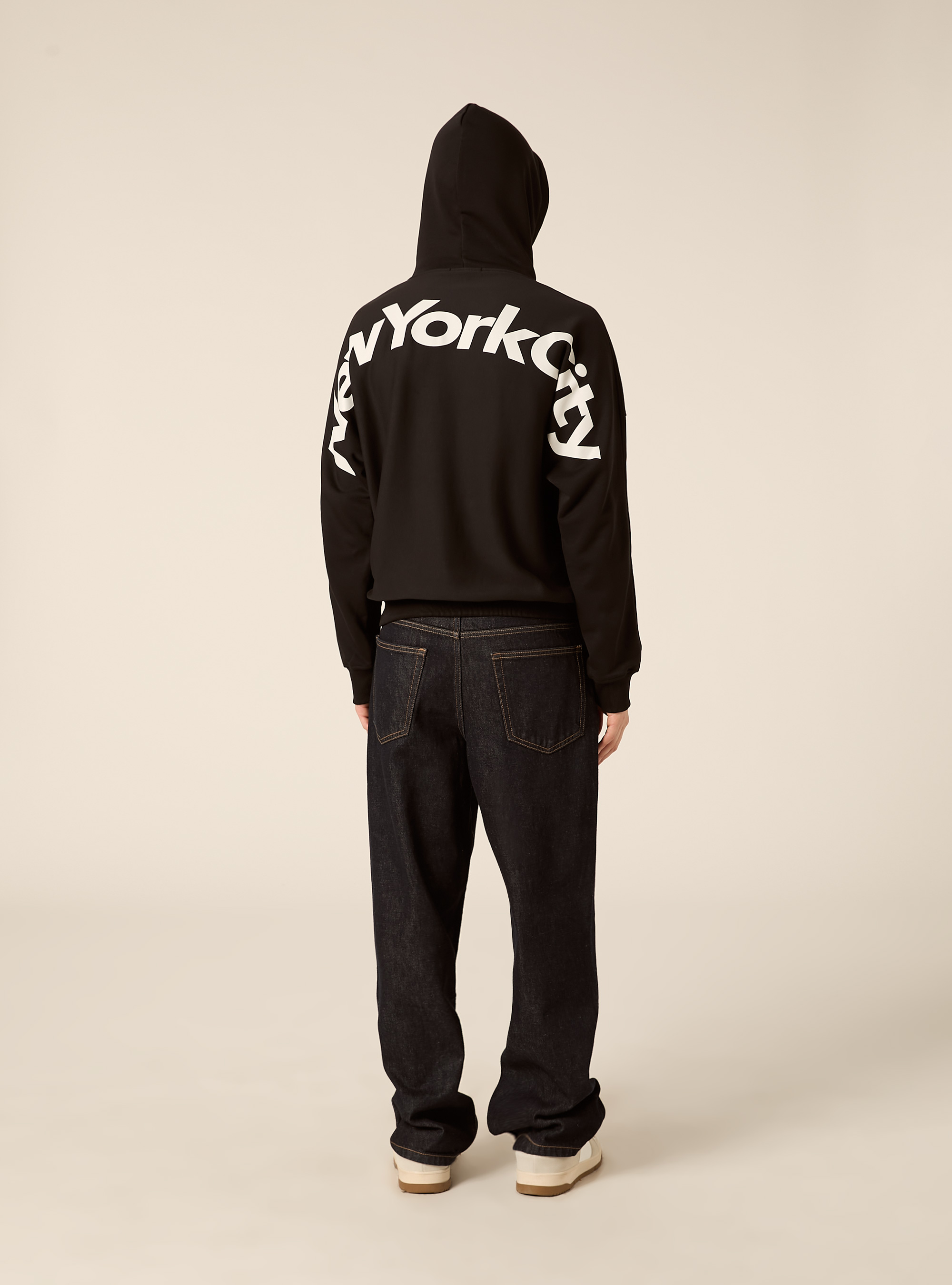 Sudadera Boxy con Estampado en Relieve, BK1 BLACK
