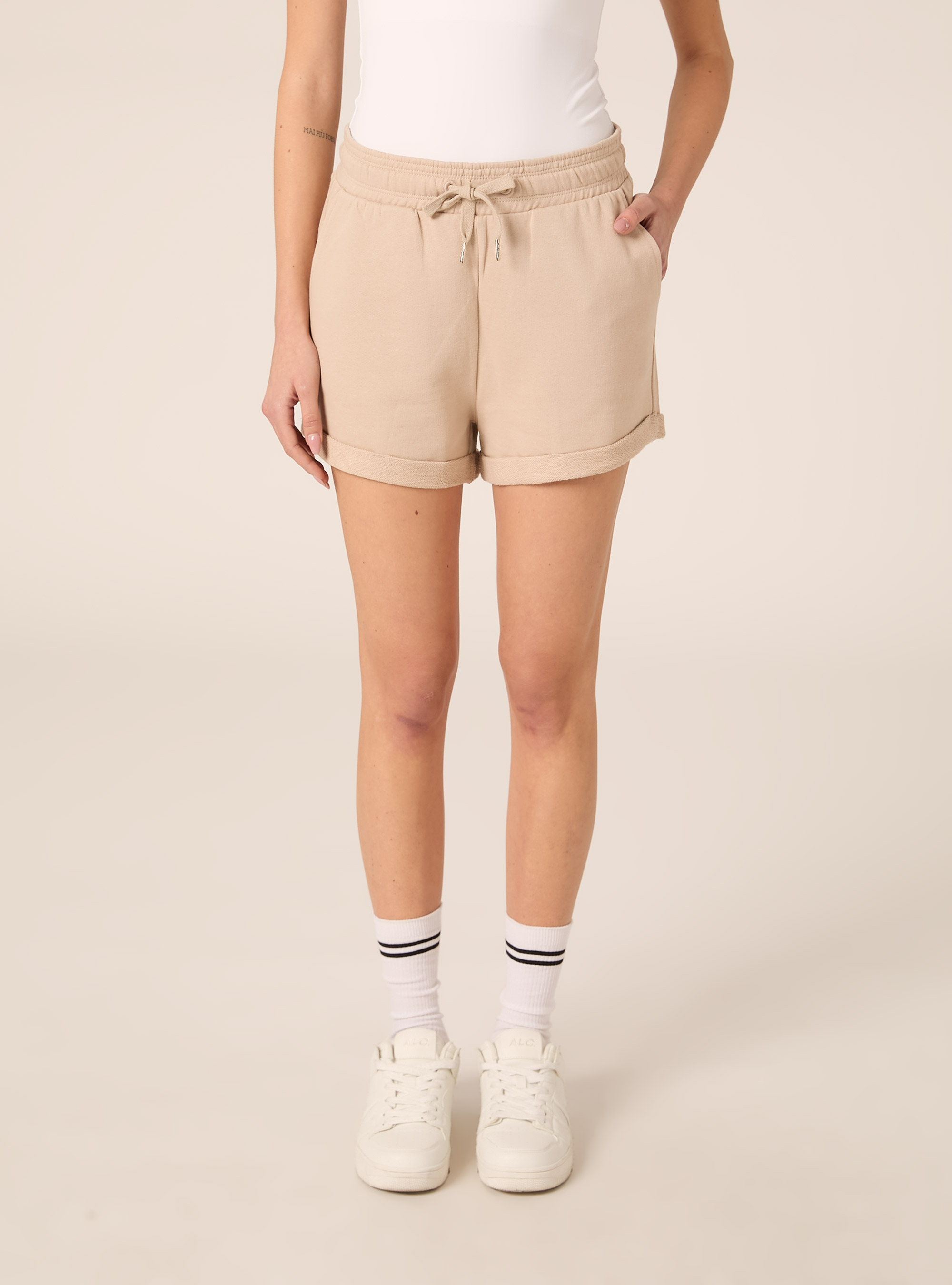 Sweat-Shorts aus Baumwolle mit Elastikbund, BG2 BEIGE MEDIUM