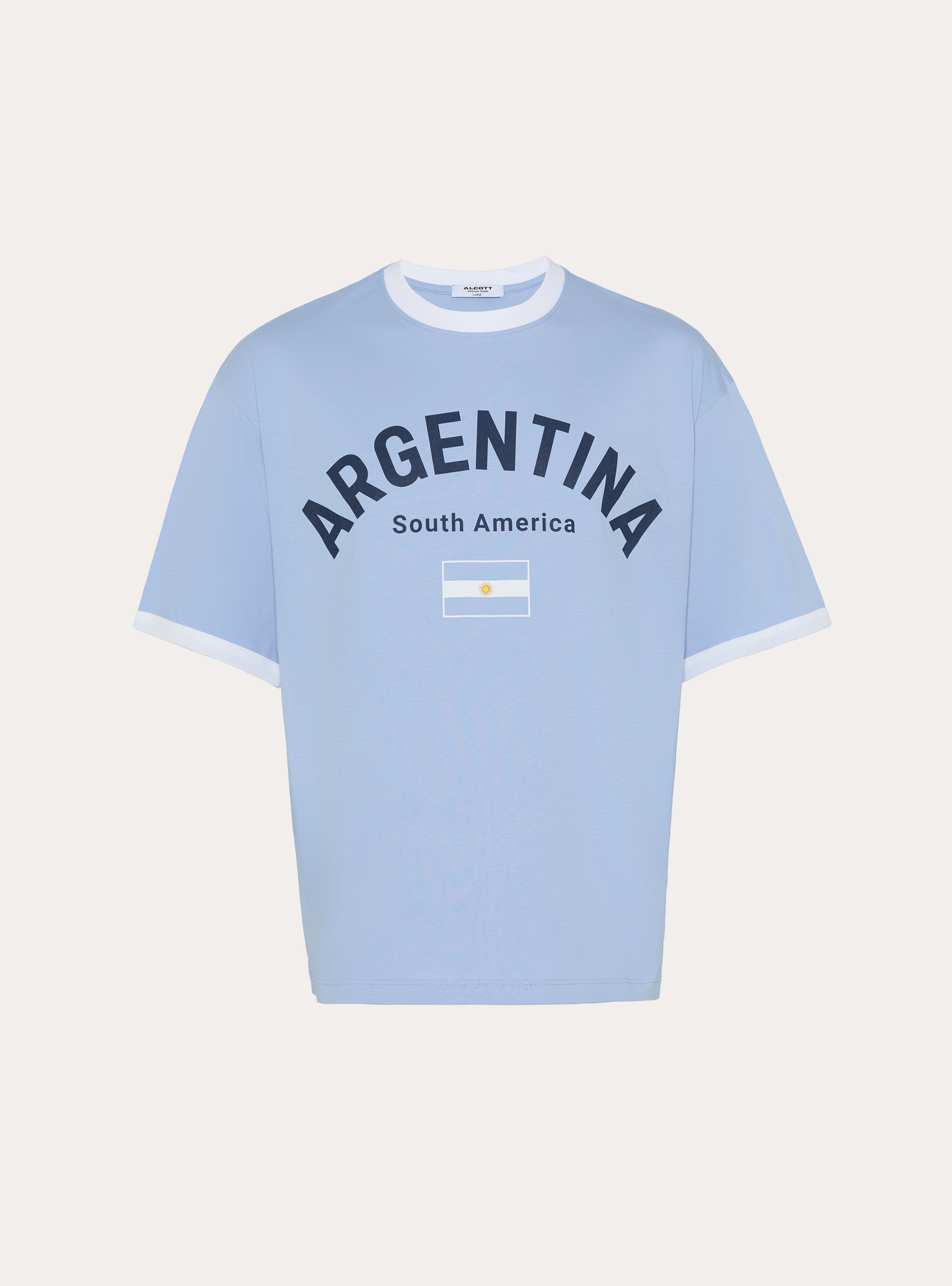 Regular Fit Ringer T-Shirt with International Sports Graphic, AZ2 AZURE MEDIUM