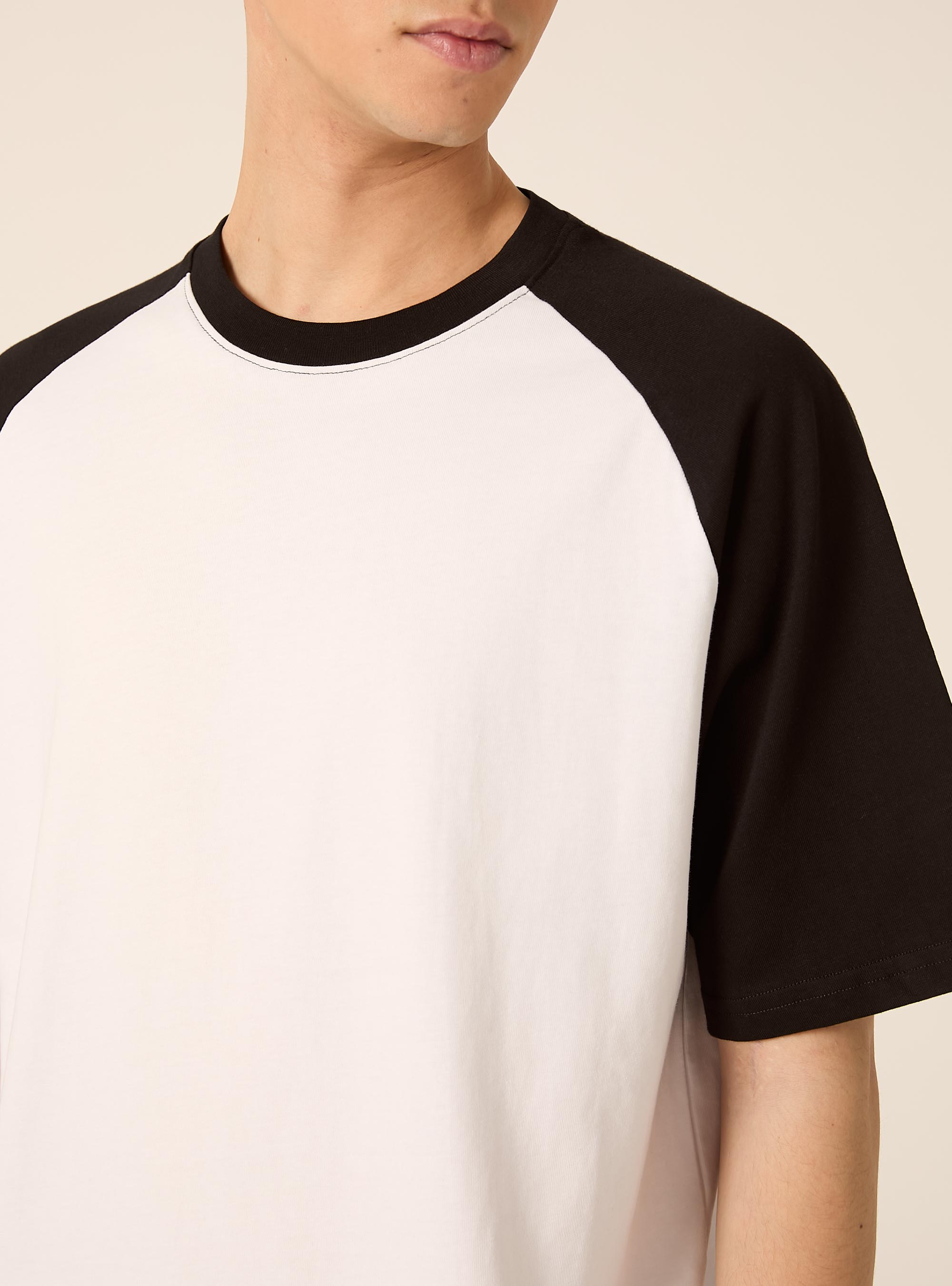 T-shirt Boxy avec Manches Raglan, BK1 BLACK