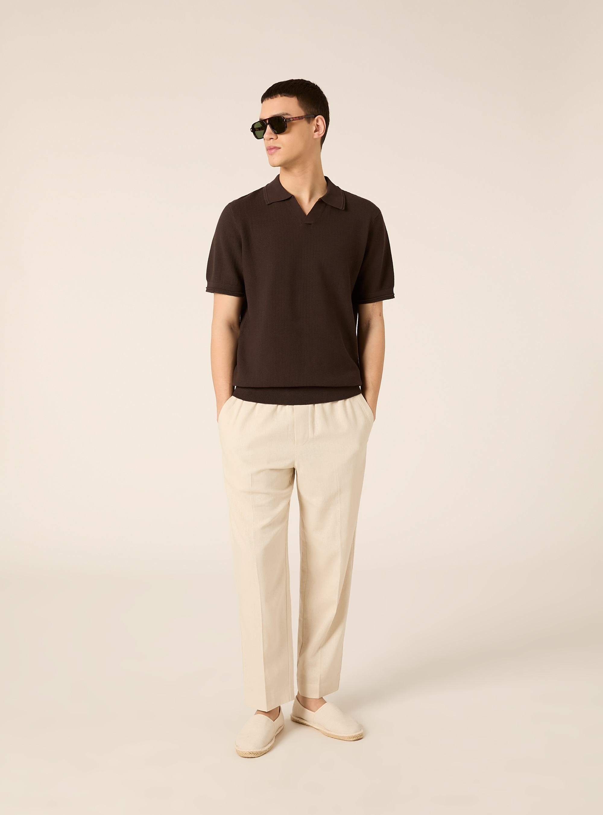 Derby-collar polo shirt, BR1 BROWN DARK