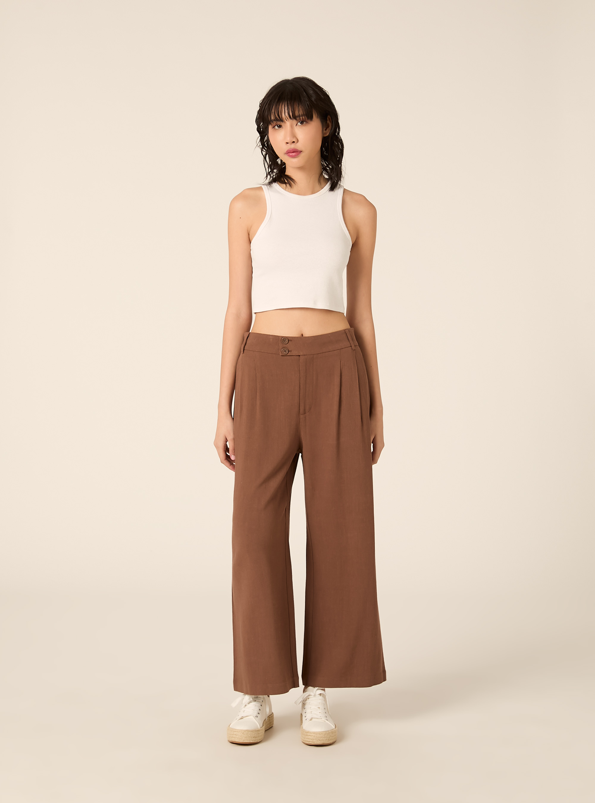 Weit geschnittene Hose aus Leinenmischgewebe, BR2 BROWN MEDIUM