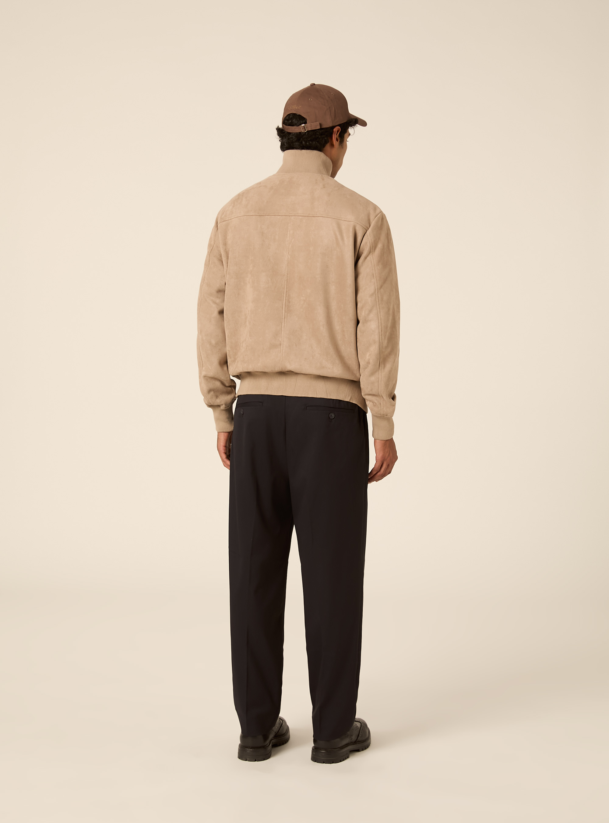 Faux suede high neck zip jacket, SA2 SAND MEDIUM