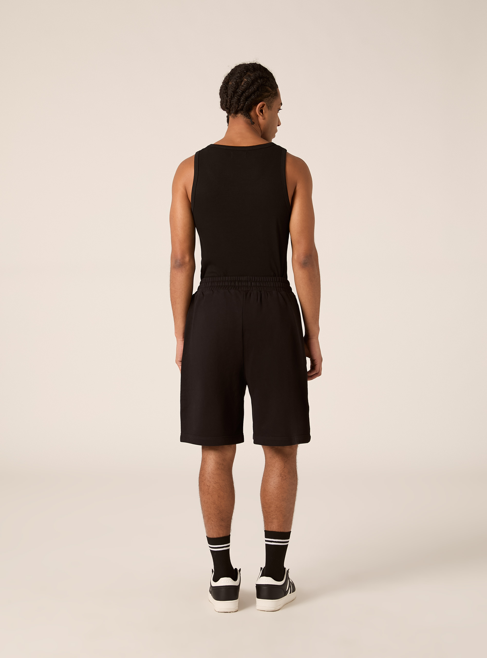 Basic French Terry Bermuda Shorts, BK1 BLACK