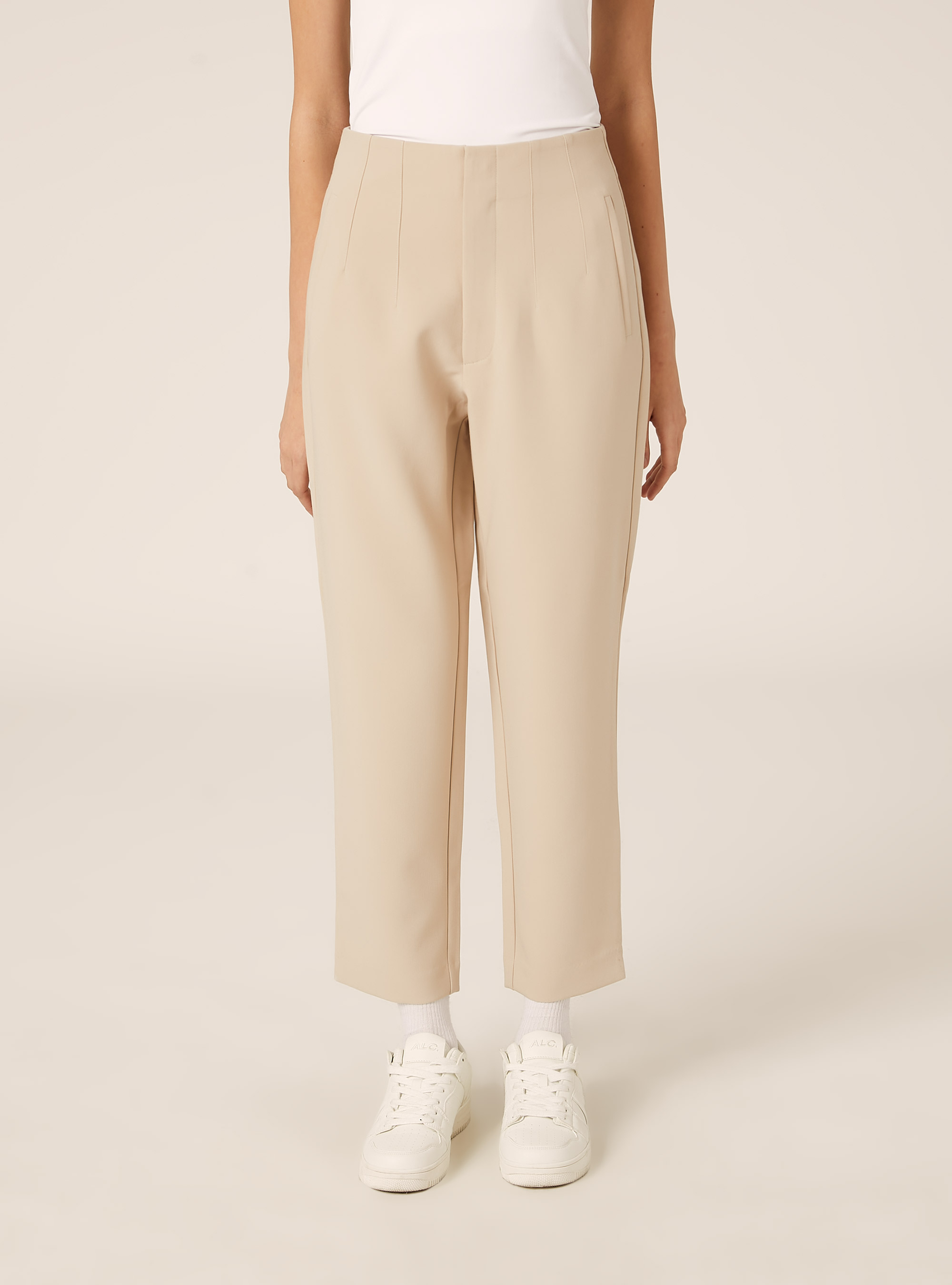 Pantalon uni &agrave; pinces, BG3 BEIGE LIGHT