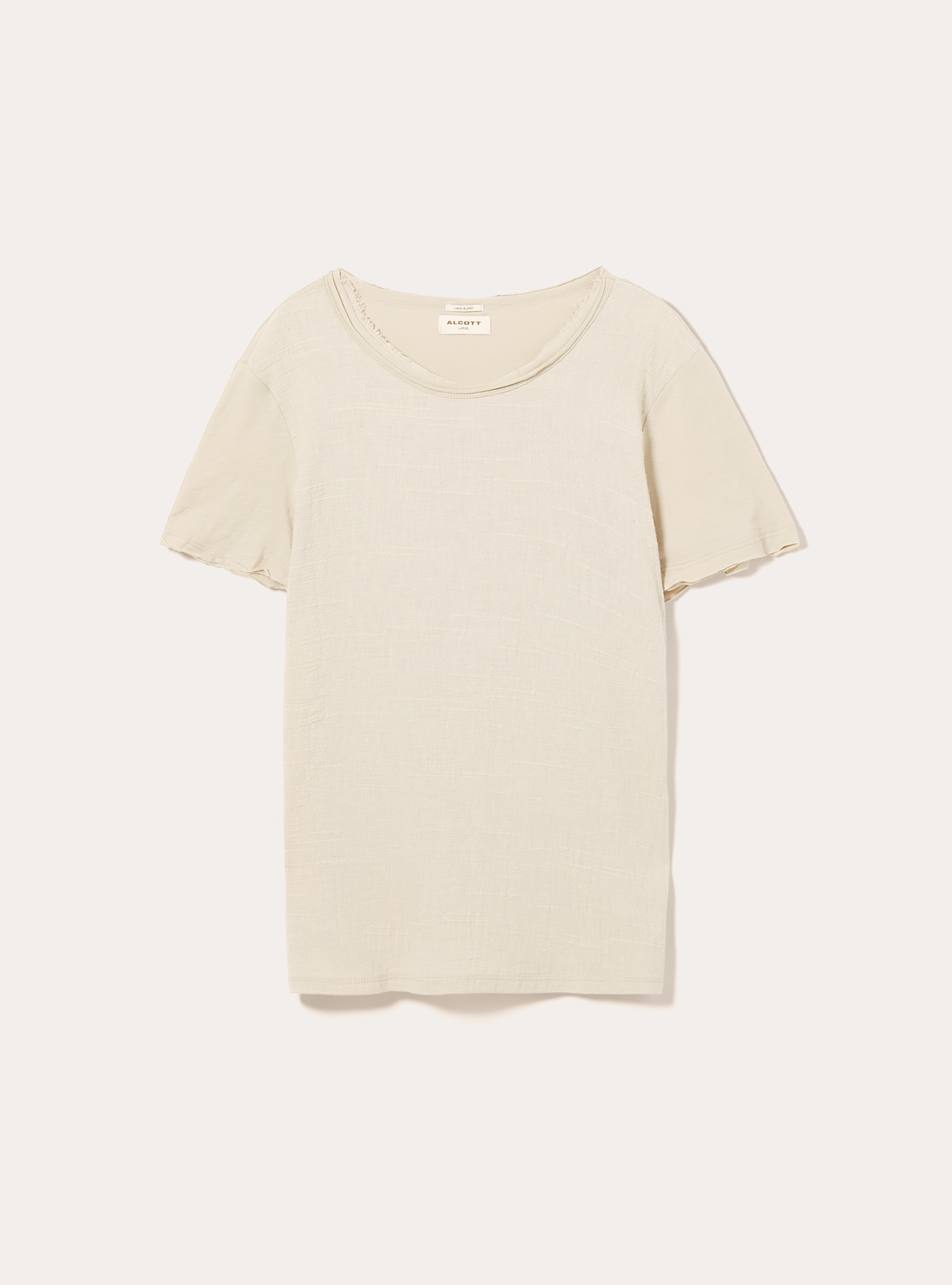 Linen blend short-sleeved T-shirt, BG3 BEIGE LIGHT