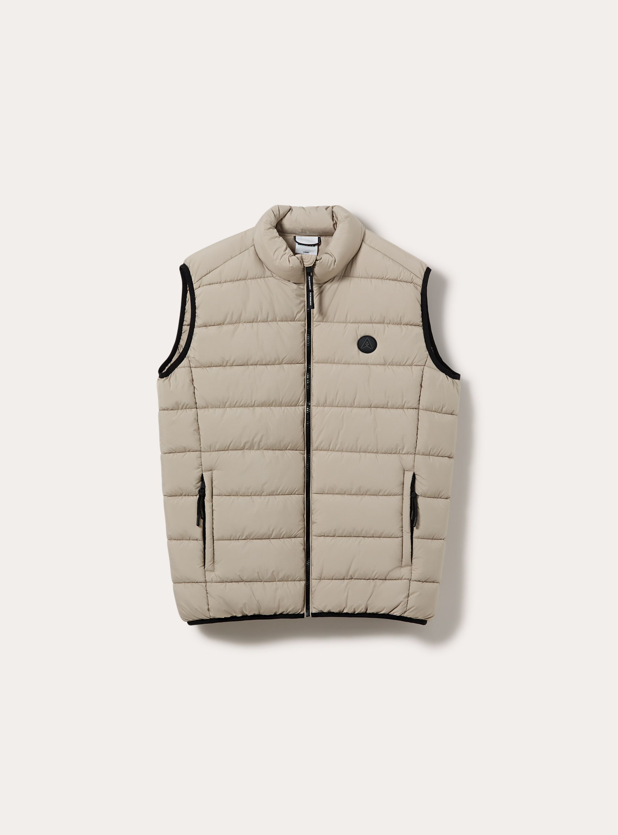 Basic solid padded gilet with patch, CR3 CREAM LIGHT